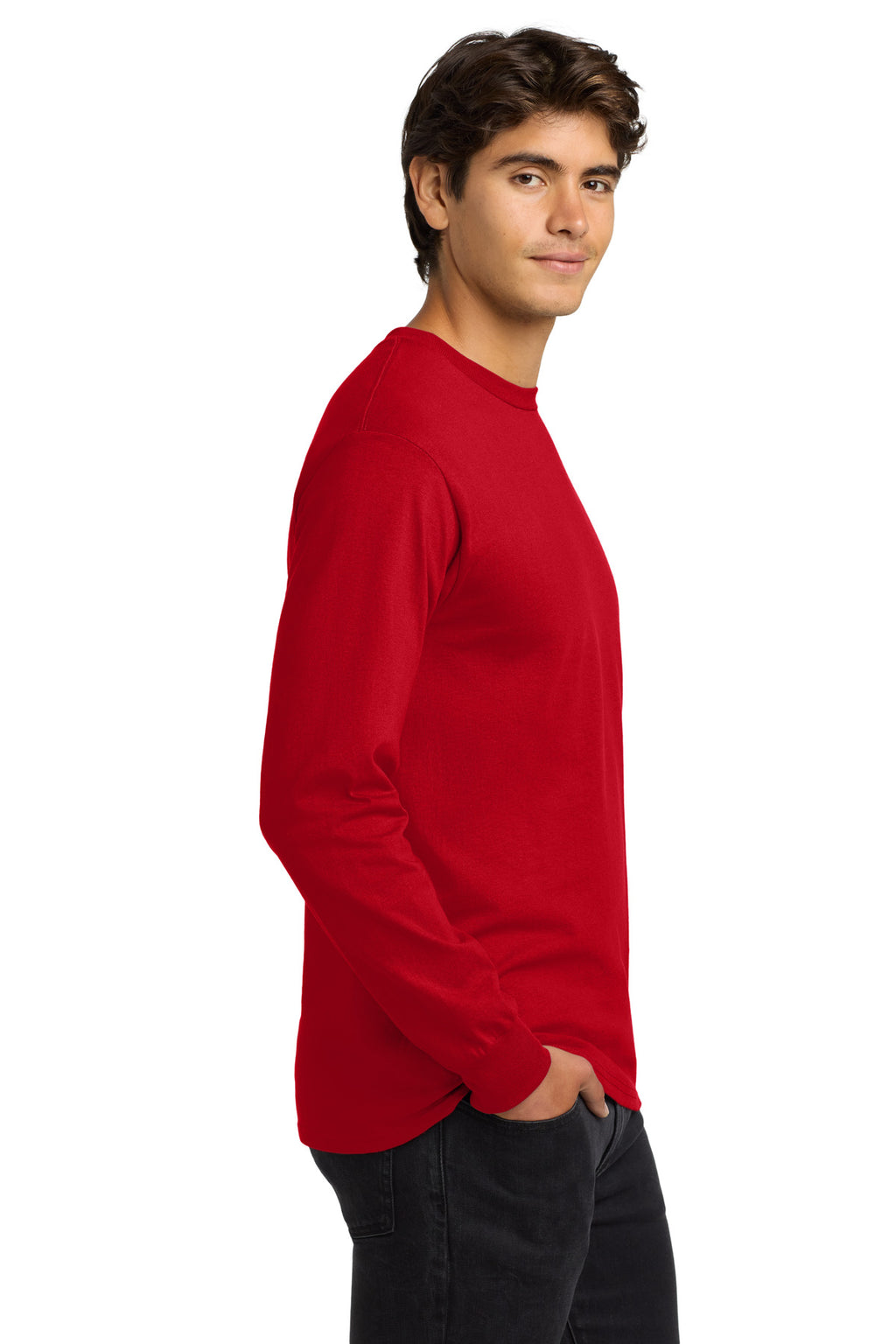 Gildan - Ultra Cotton 100% US Cotton Long Sleeve T-Shirt. G2400 - Red - side