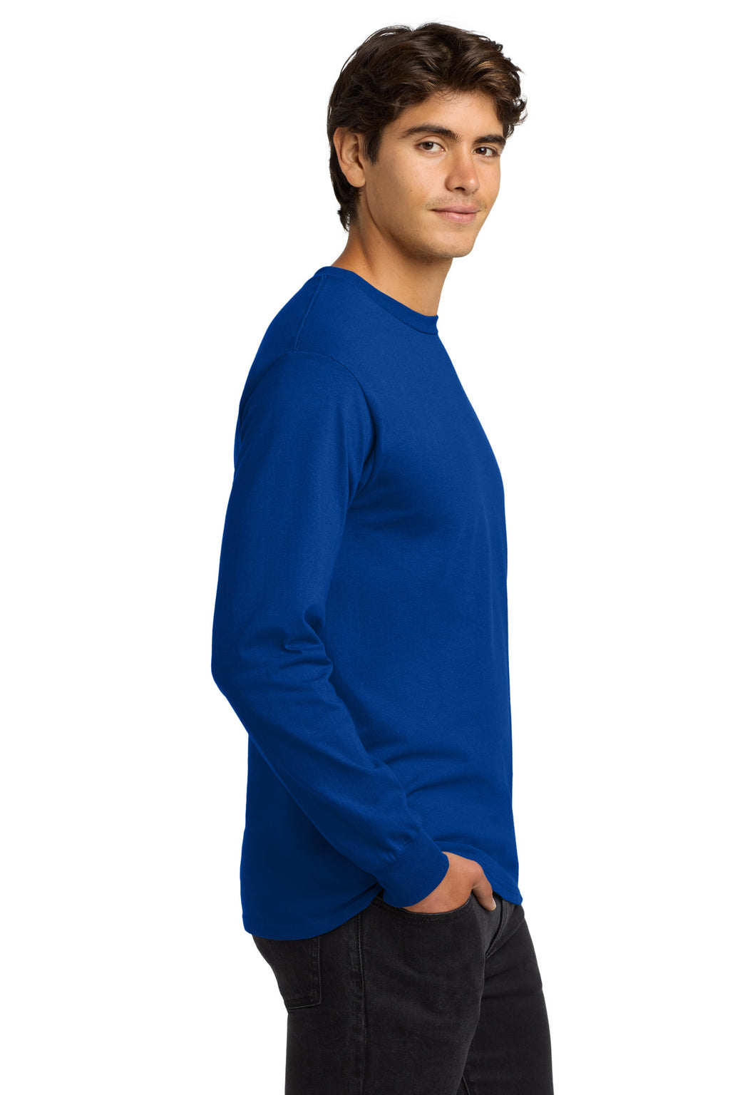 Gildan - Ultra Cotton 100% US Cotton Long Sleeve T-Shirt. G2400 - Royal - side