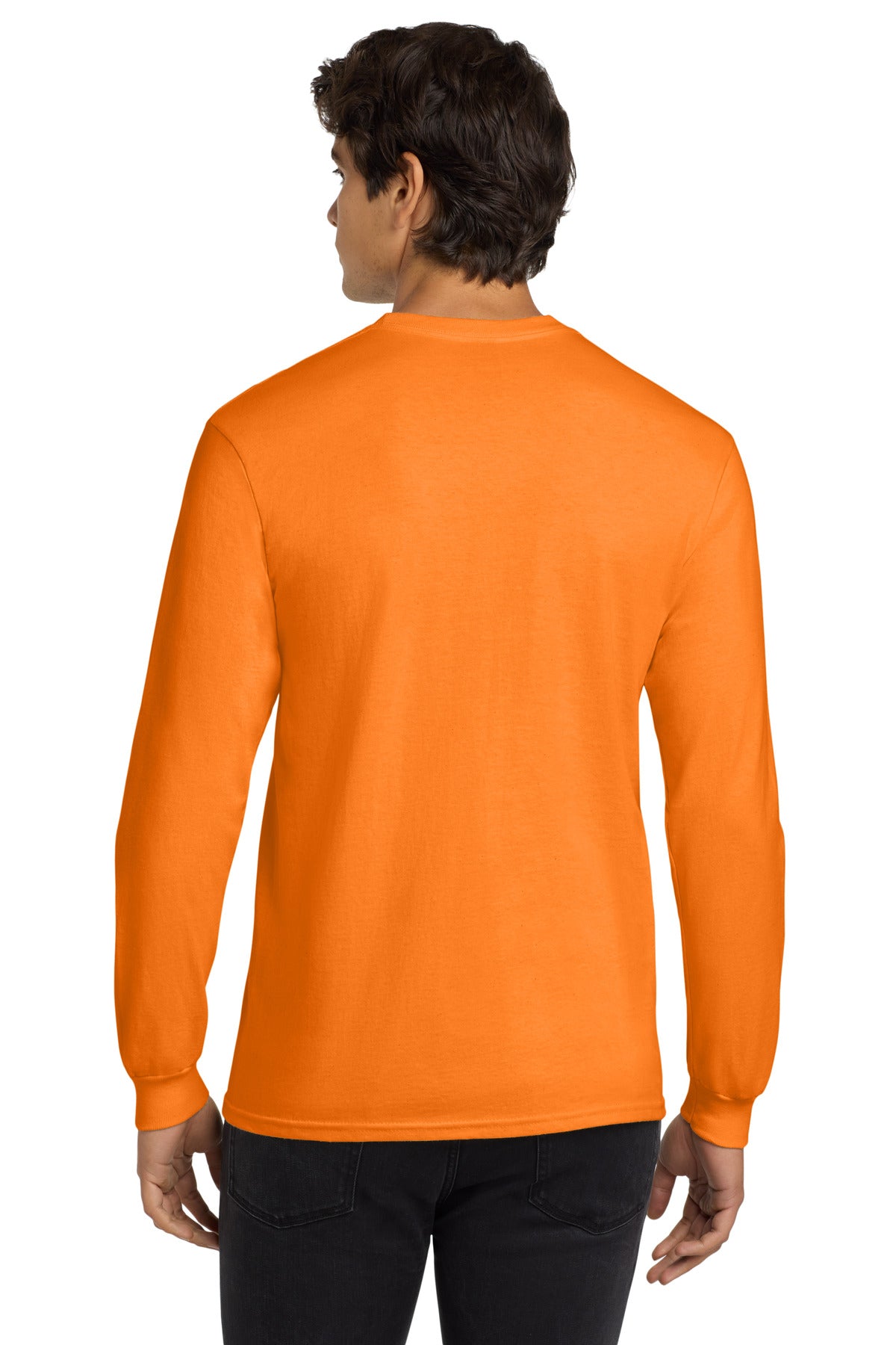 Gildan - Ultra Cotton 100% US Cotton Long Sleeve T-Shirt. G2400 - S. Orange - back