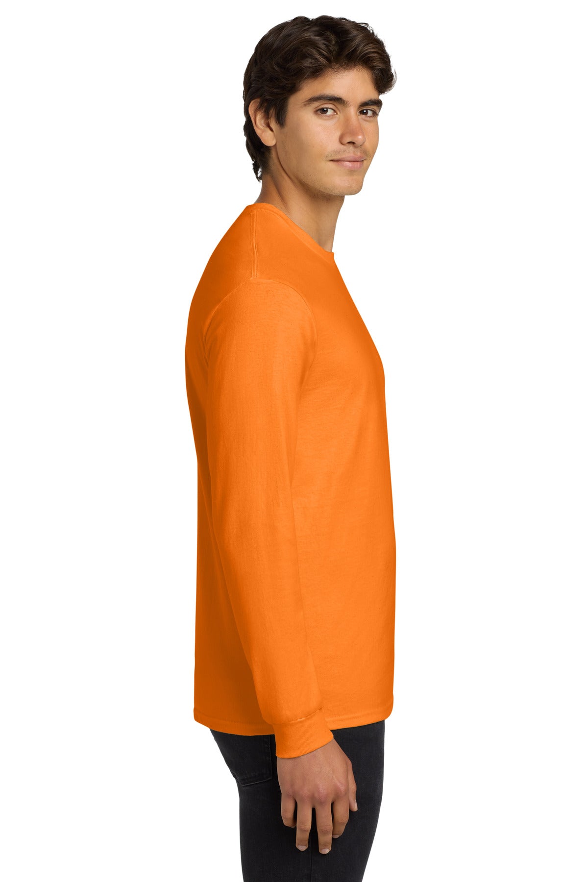 Gildan - Ultra Cotton 100% US Cotton Long Sleeve T-Shirt. G2400 - S. Orange - side