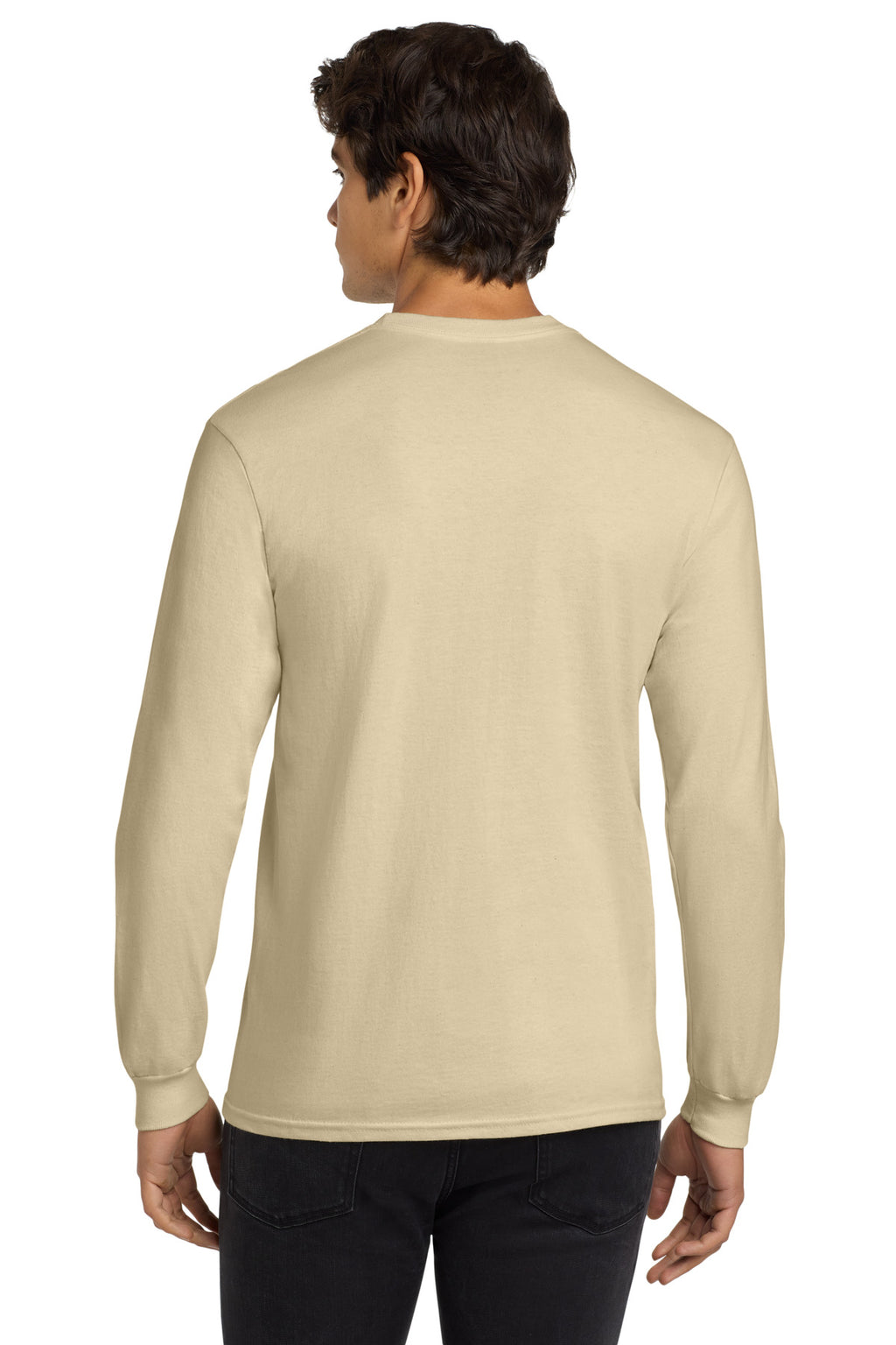 Gildan - Ultra Cotton 100% US Cotton Long Sleeve T-Shirt. G2400 - Sand - back