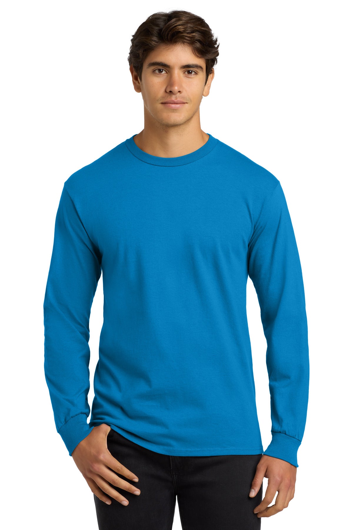 Gildan - Ultra Cotton 100% US Cotton Long Sleeve T-Shirt. G2400 - Sapphire - front