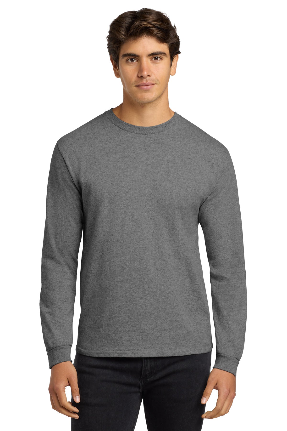 Gildan - Ultra Cotton 100% US Cotton Long Sleeve T-Shirt. G2400 - Sport Grey - front