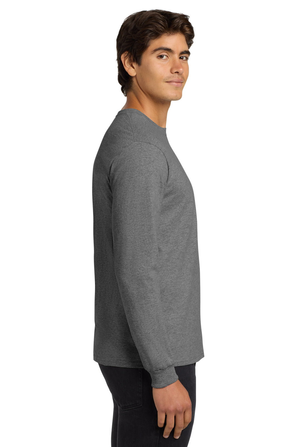 Gildan - Ultra Cotton 100% US Cotton Long Sleeve T-Shirt. G2400 - Sport Grey - side