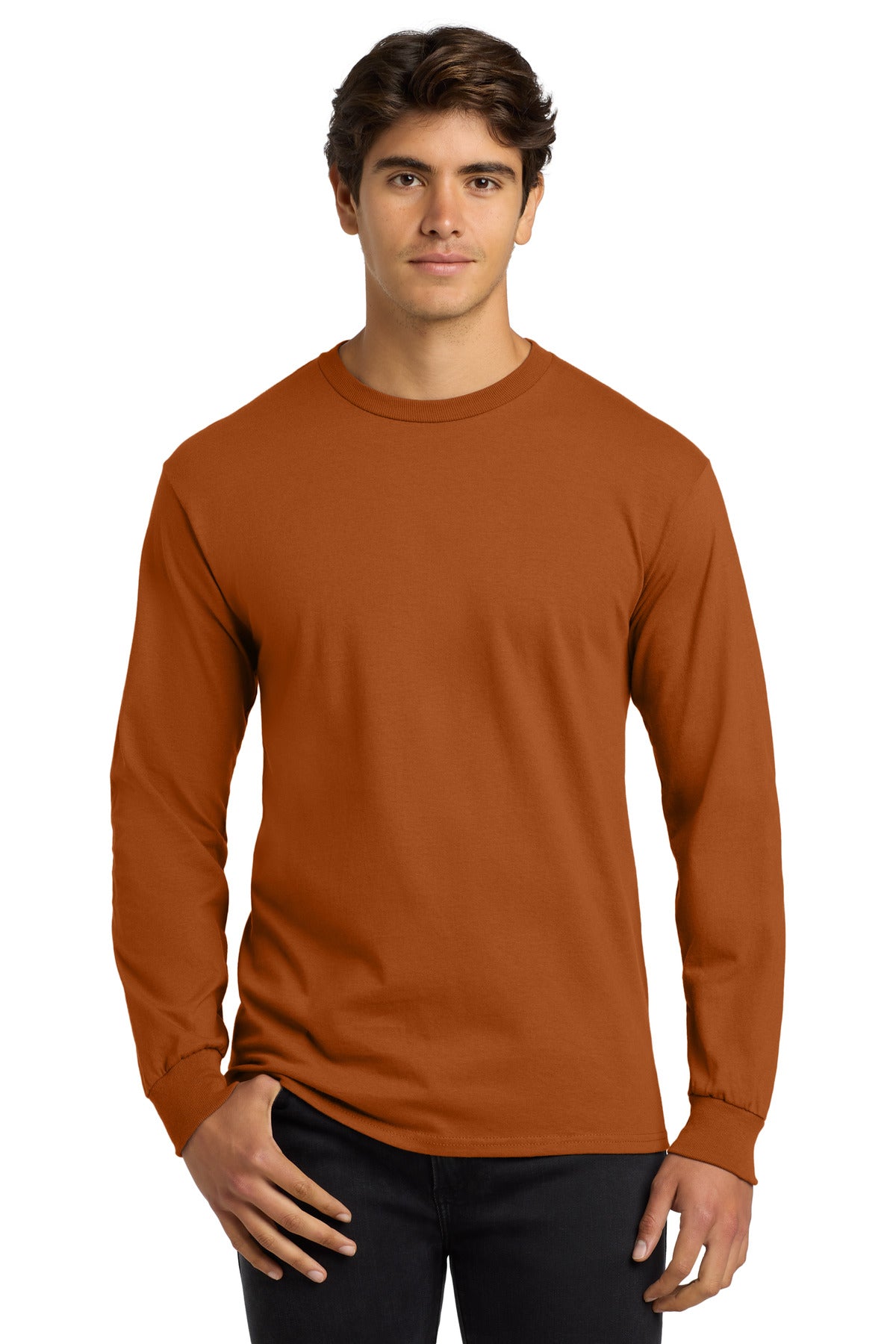 Gildan - Ultra Cotton 100% US Cotton Long Sleeve T-Shirt. G2400 - Texas Orange - front