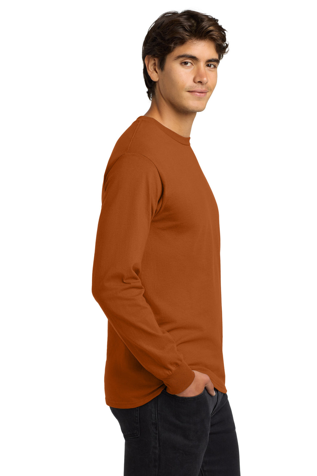 Gildan - Ultra Cotton 100% US Cotton Long Sleeve T-Shirt. G2400 - Texas Orange - side