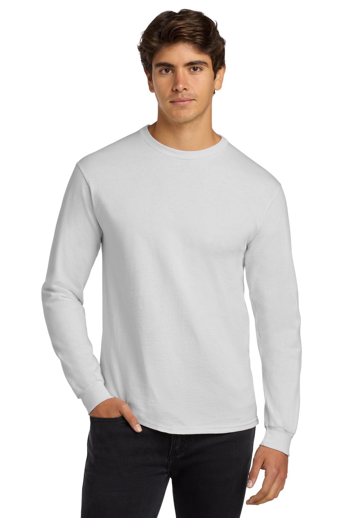 Gildan - Ultra Cotton 100% US Cotton Long Sleeve T-Shirt. G2400 - White - front
