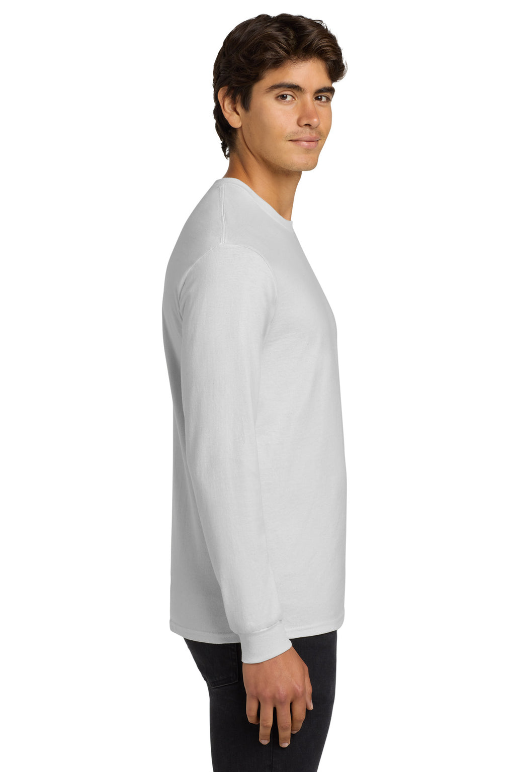Gildan - Ultra Cotton 100% US Cotton Long Sleeve T-Shirt. G2400 - White - side