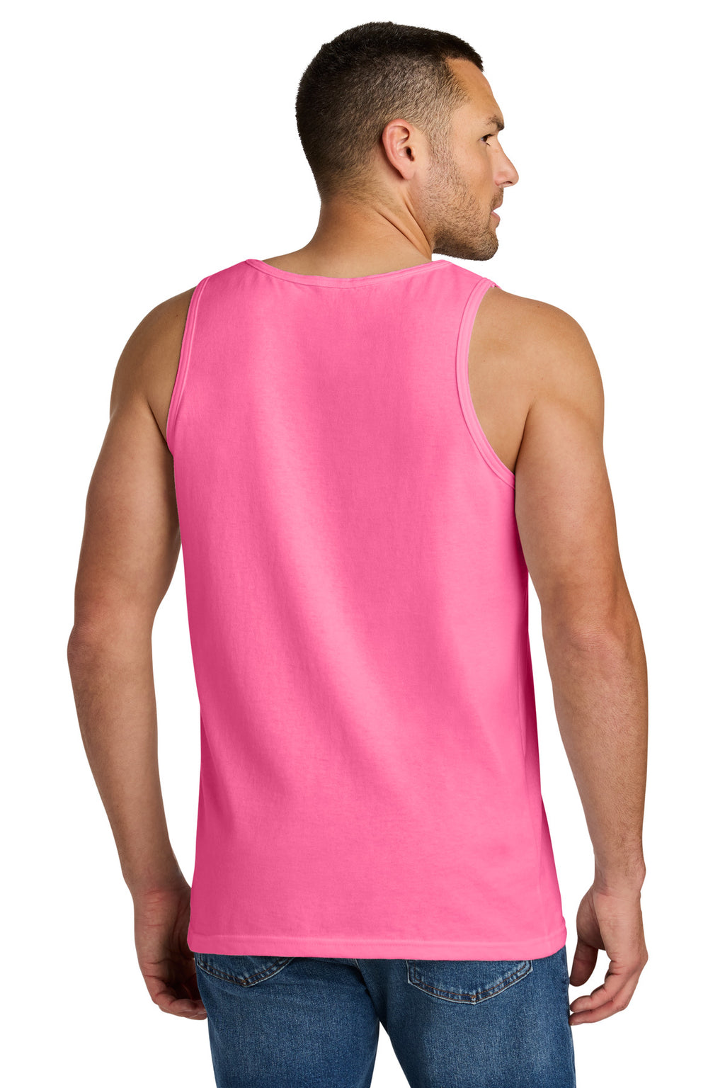 Gildan Heavy Cotton Tank Top. G5200 - Safety Pink - back