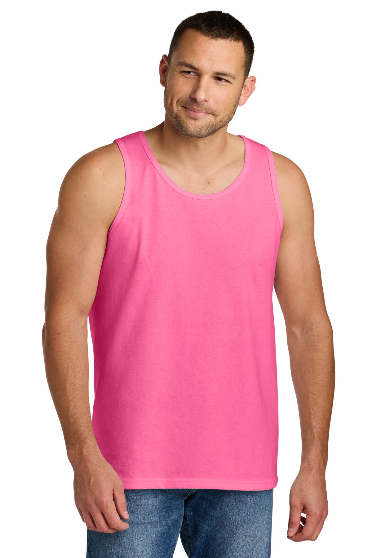 Gildan Heavy Cotton Tank Top. G5200 - Safety Pink - front