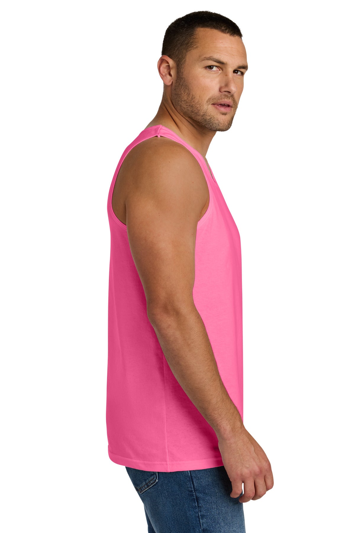 Gildan Heavy Cotton Tank Top. G5200 - Safety Pink - side