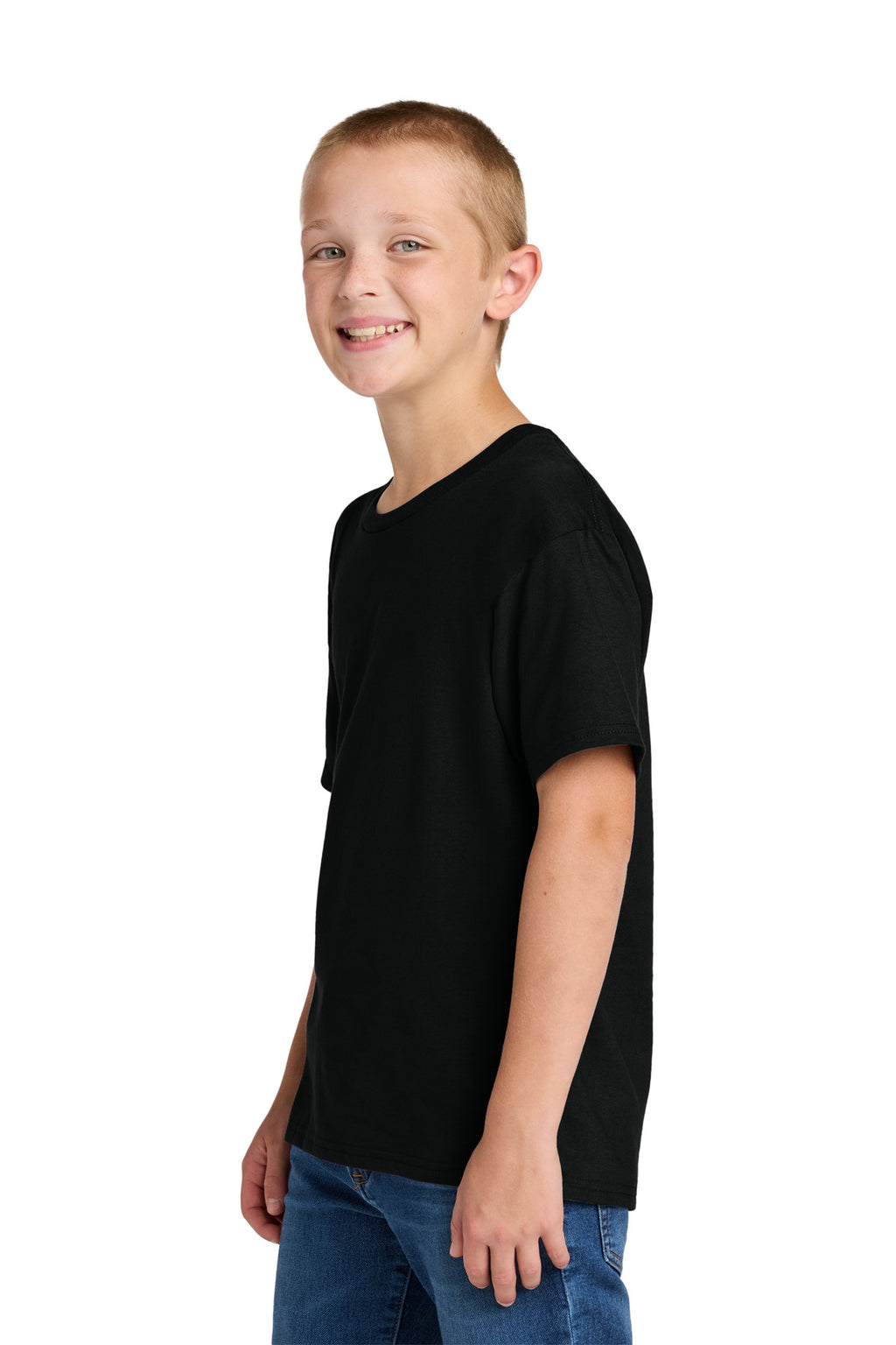 Jerzees Ultimate Youth Ring Spun T-Shirt IC46B - Black Ink - side