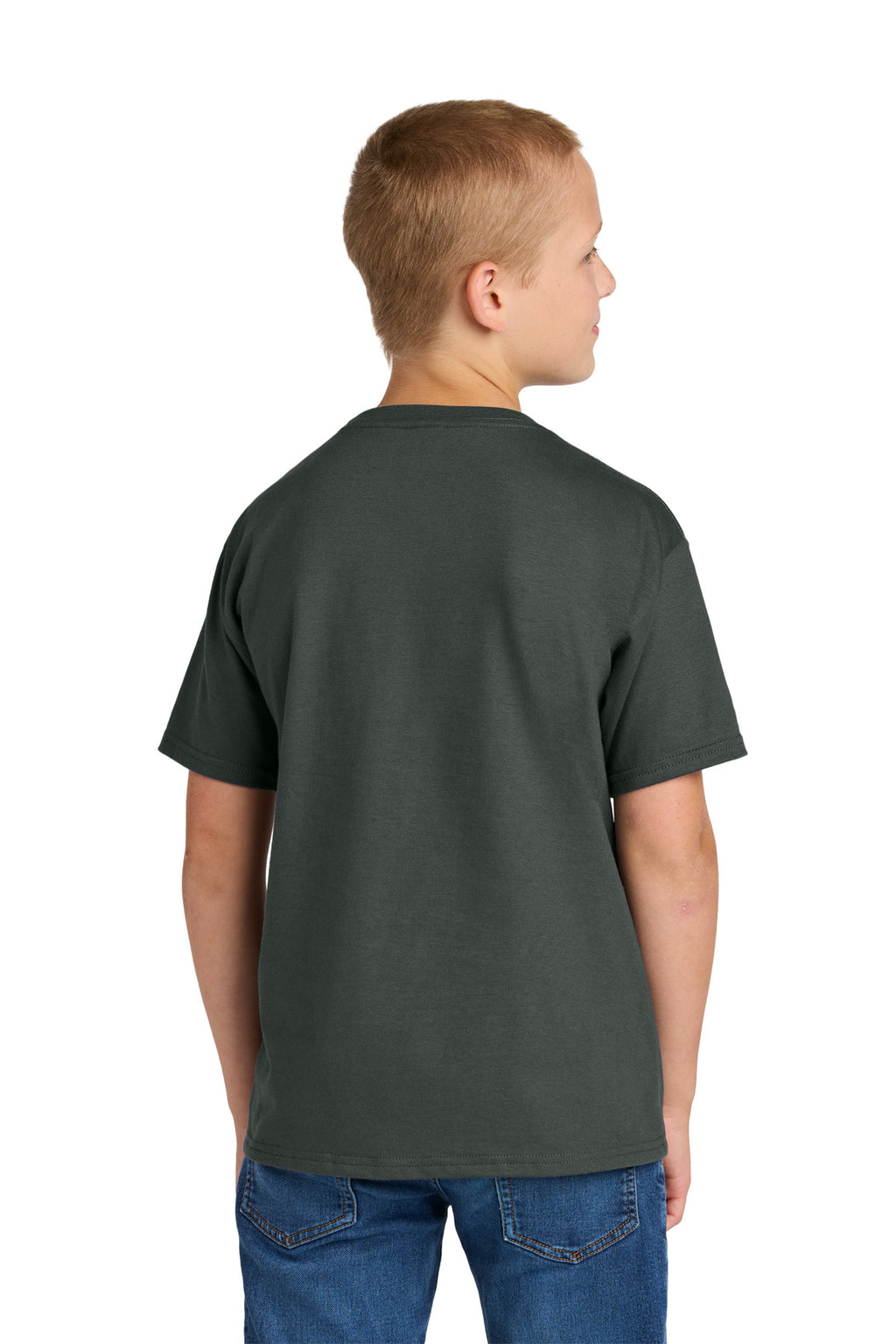 Jerzees Ultimate Youth Ring Spun T-Shirt IC46B - Charcoal Grey - back