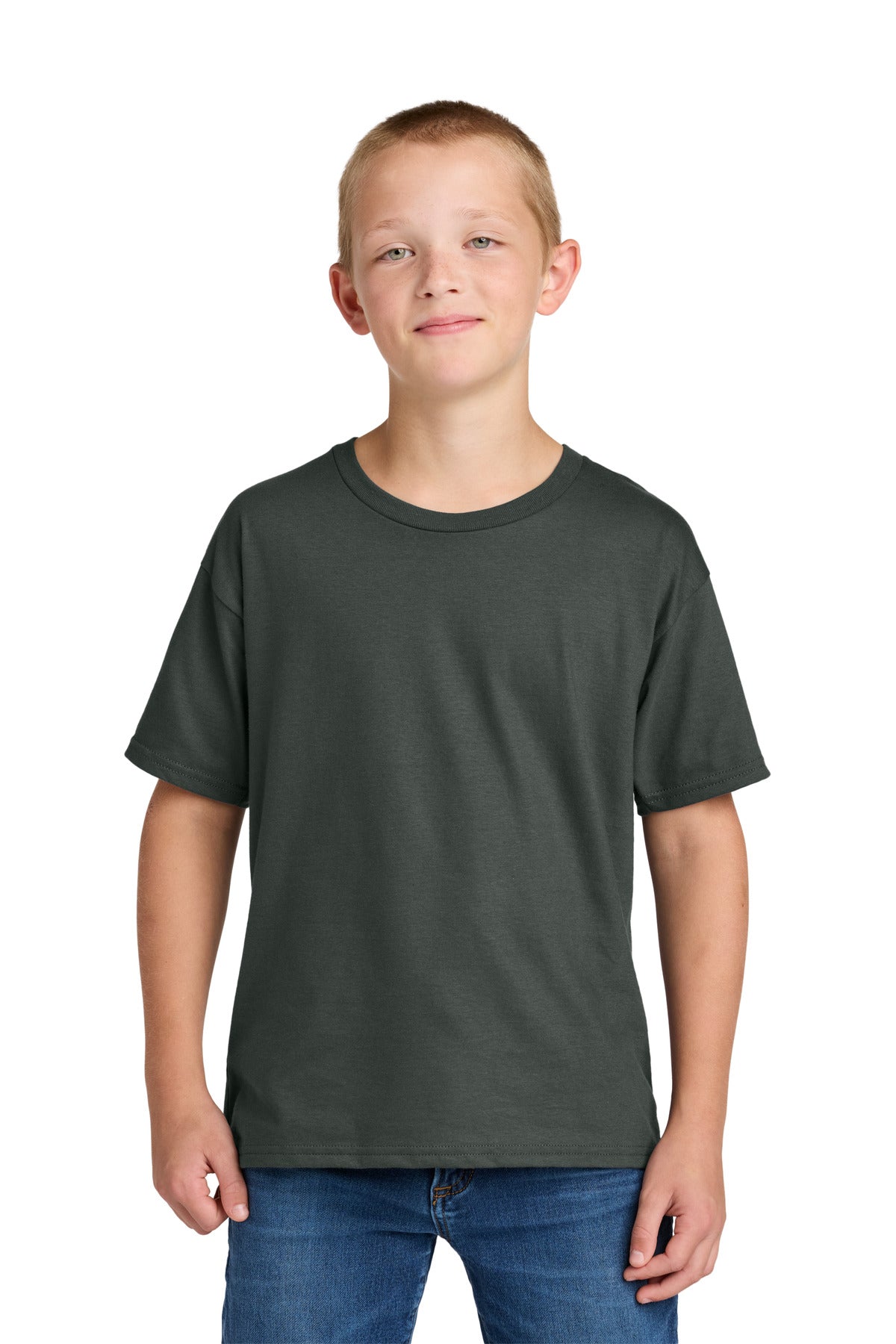 Jerzees Ultimate Youth Ring Spun T-Shirt IC46B - Charcoal Grey - front