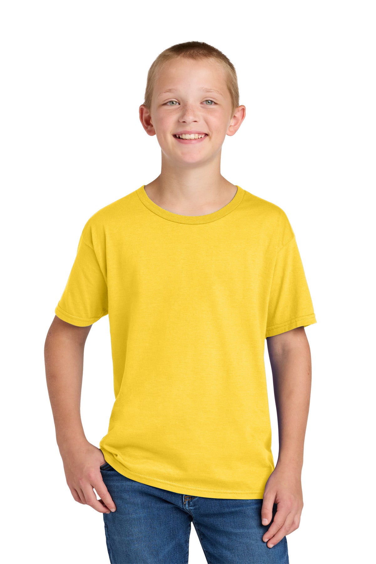 Jerzees Ultimate Youth Ring Spun T-Shirt IC46B - Island Yellow - front