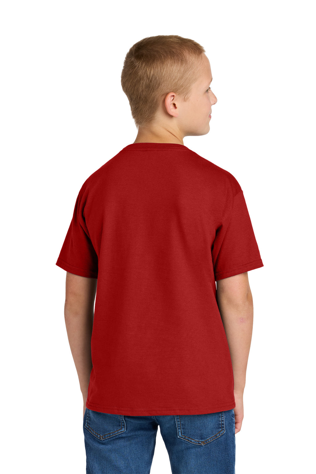 Jerzees Ultimate Youth Ring Spun T-Shirt IC46B - True Red - back