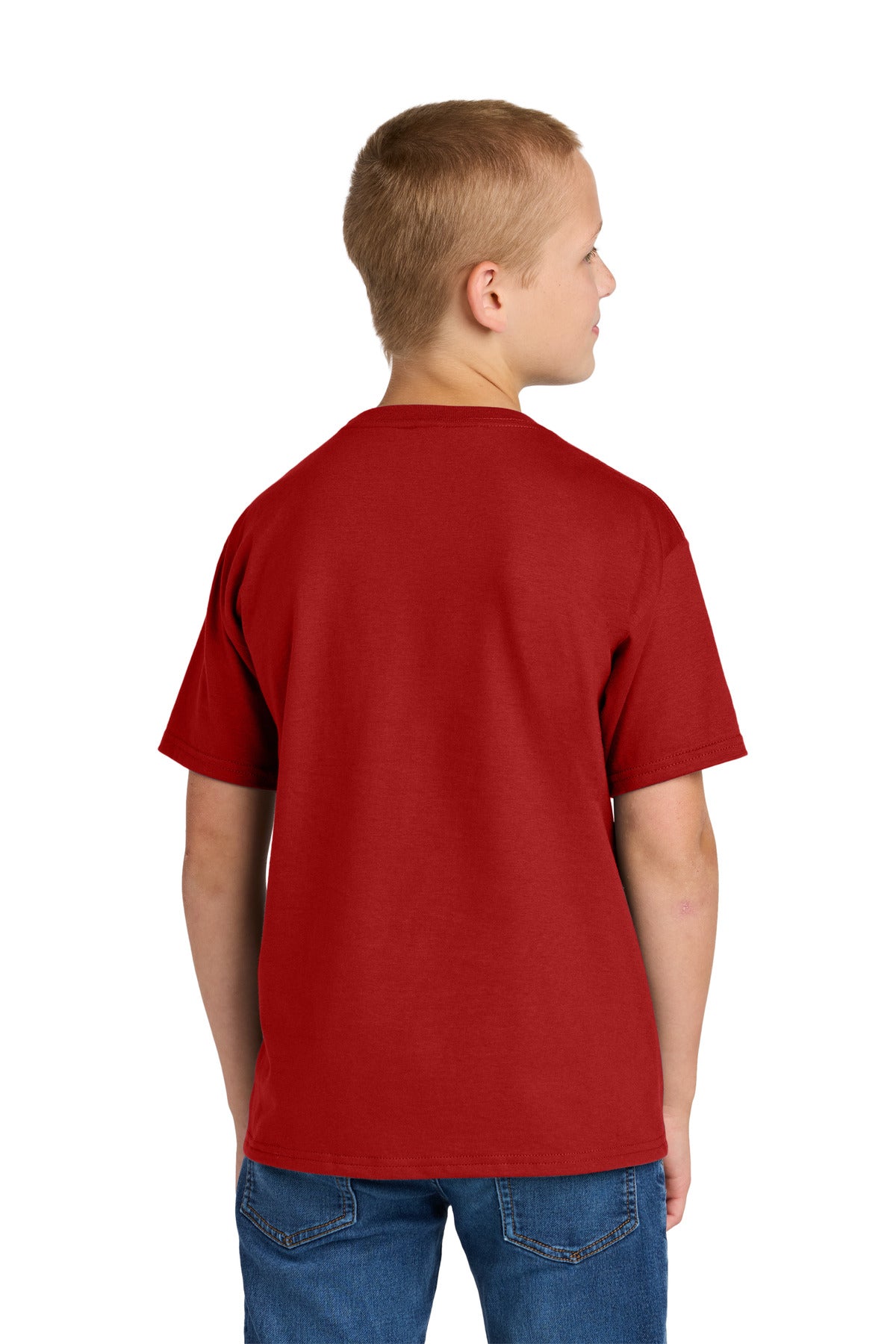 Jerzees Ultimate Youth Ring Spun T-Shirt IC46B - True Red - back