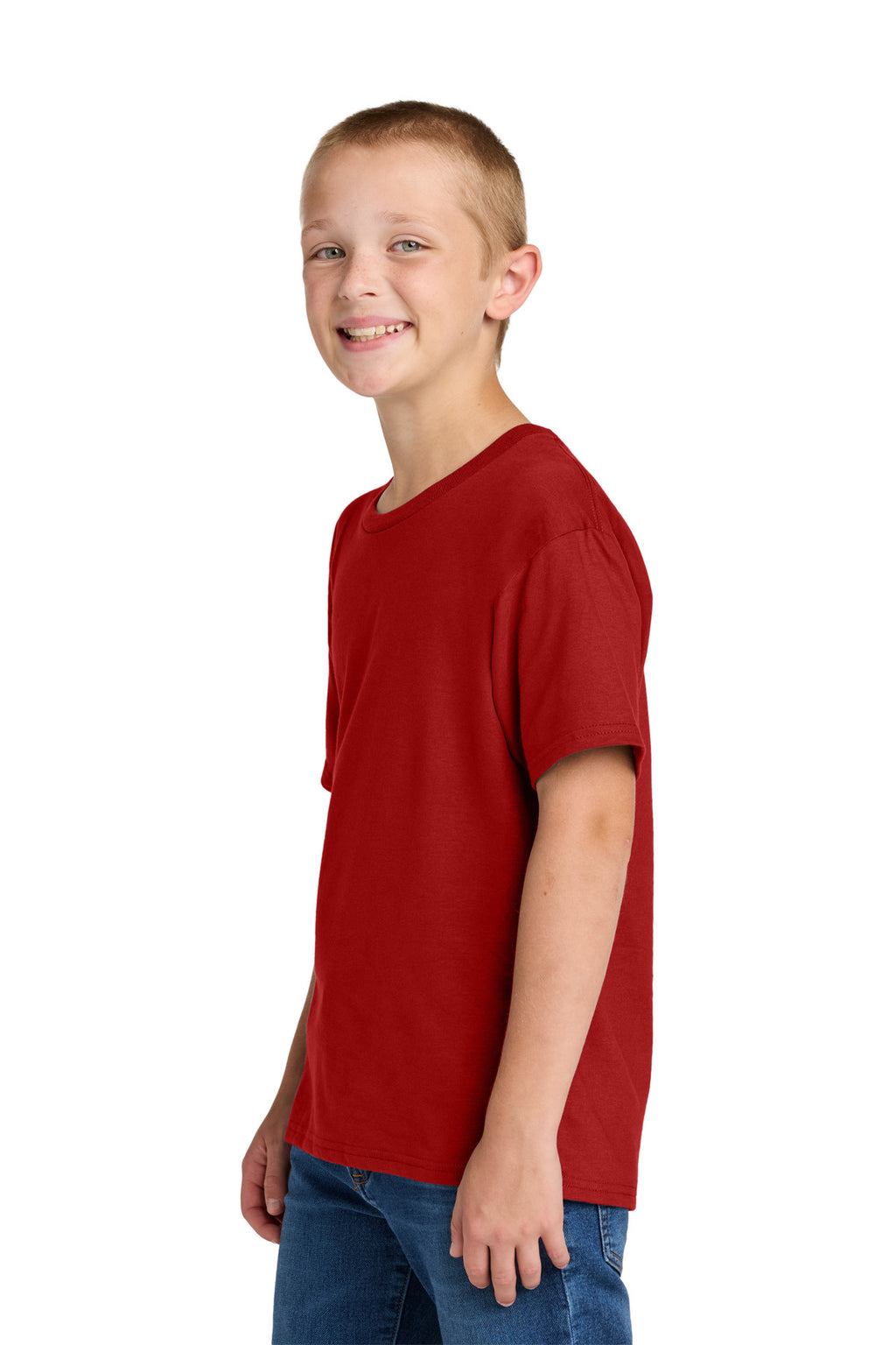 Jerzees Ultimate Youth Ring Spun T-Shirt IC46B - True Red - side