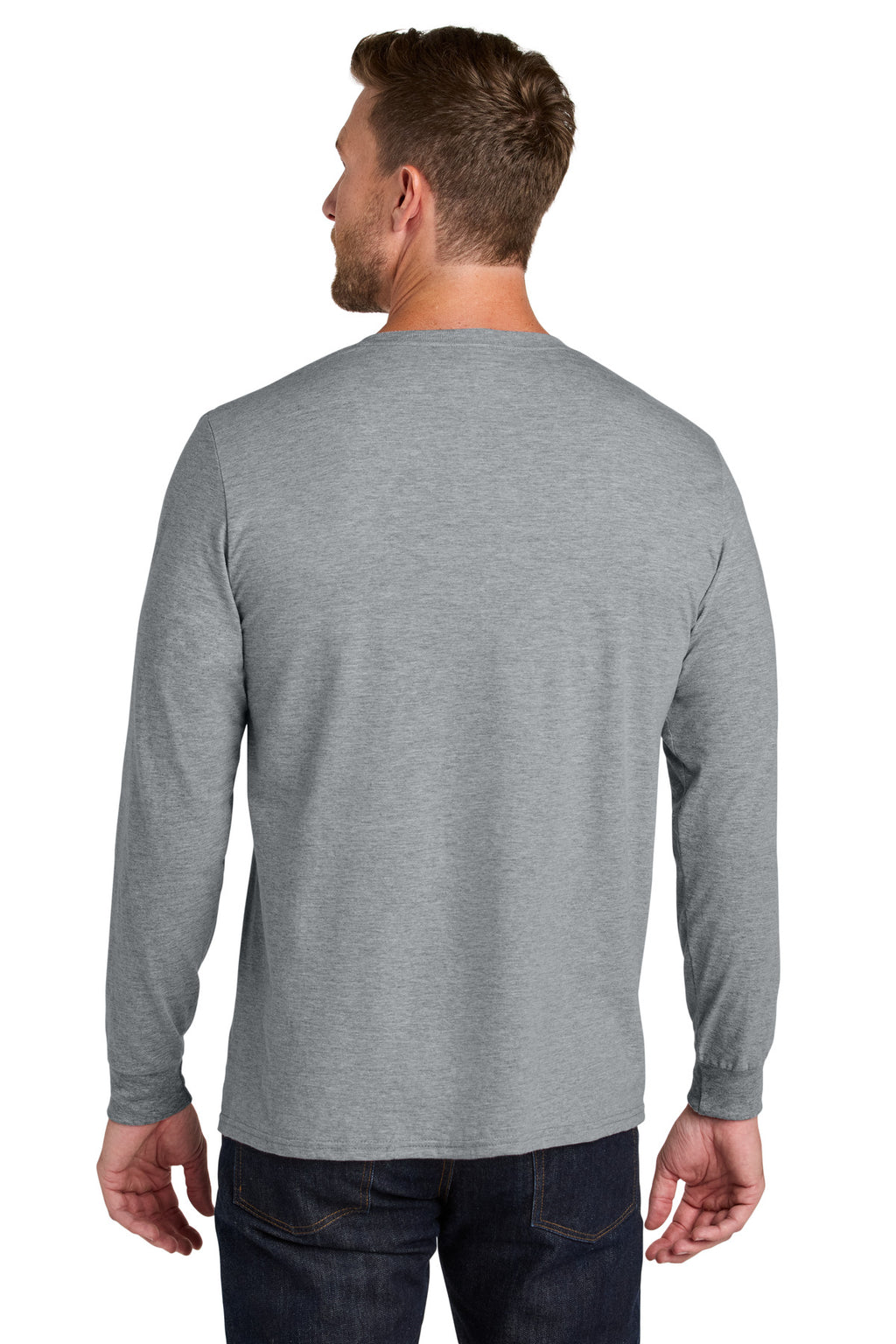 Jerzees Ultimate Unisex Ring Spun Long Sleeve T-Shirt IC46L - Athletic Heather - back