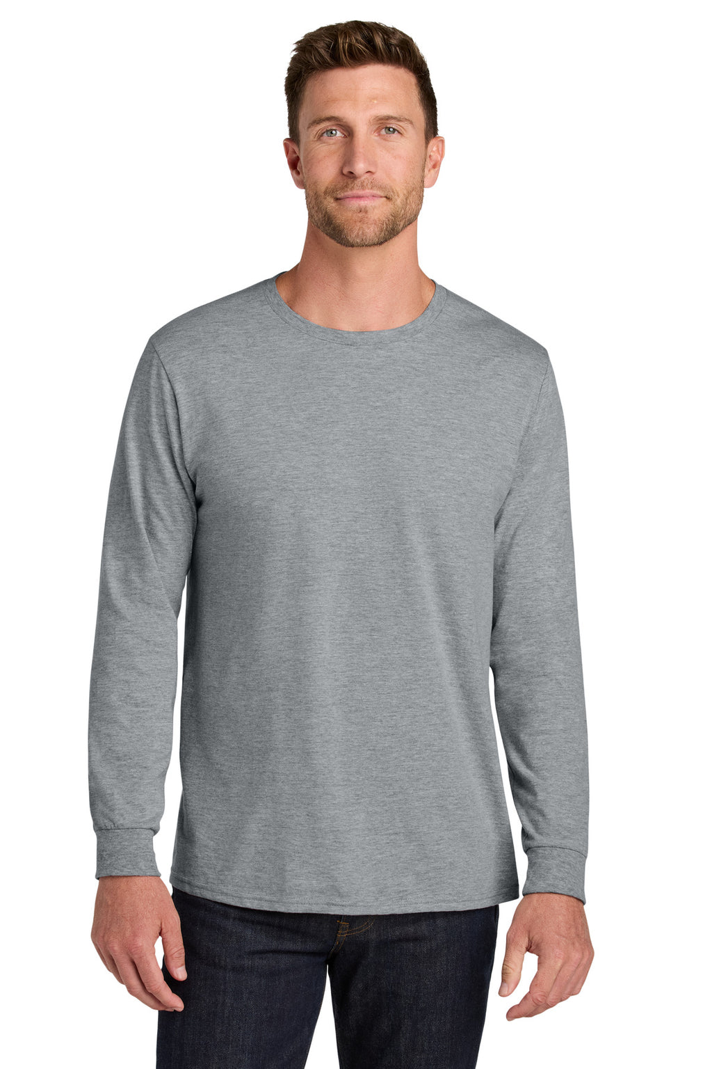 Jerzees Ultimate Unisex Ring Spun Long Sleeve T-Shirt IC46L - Athletic Heather - front