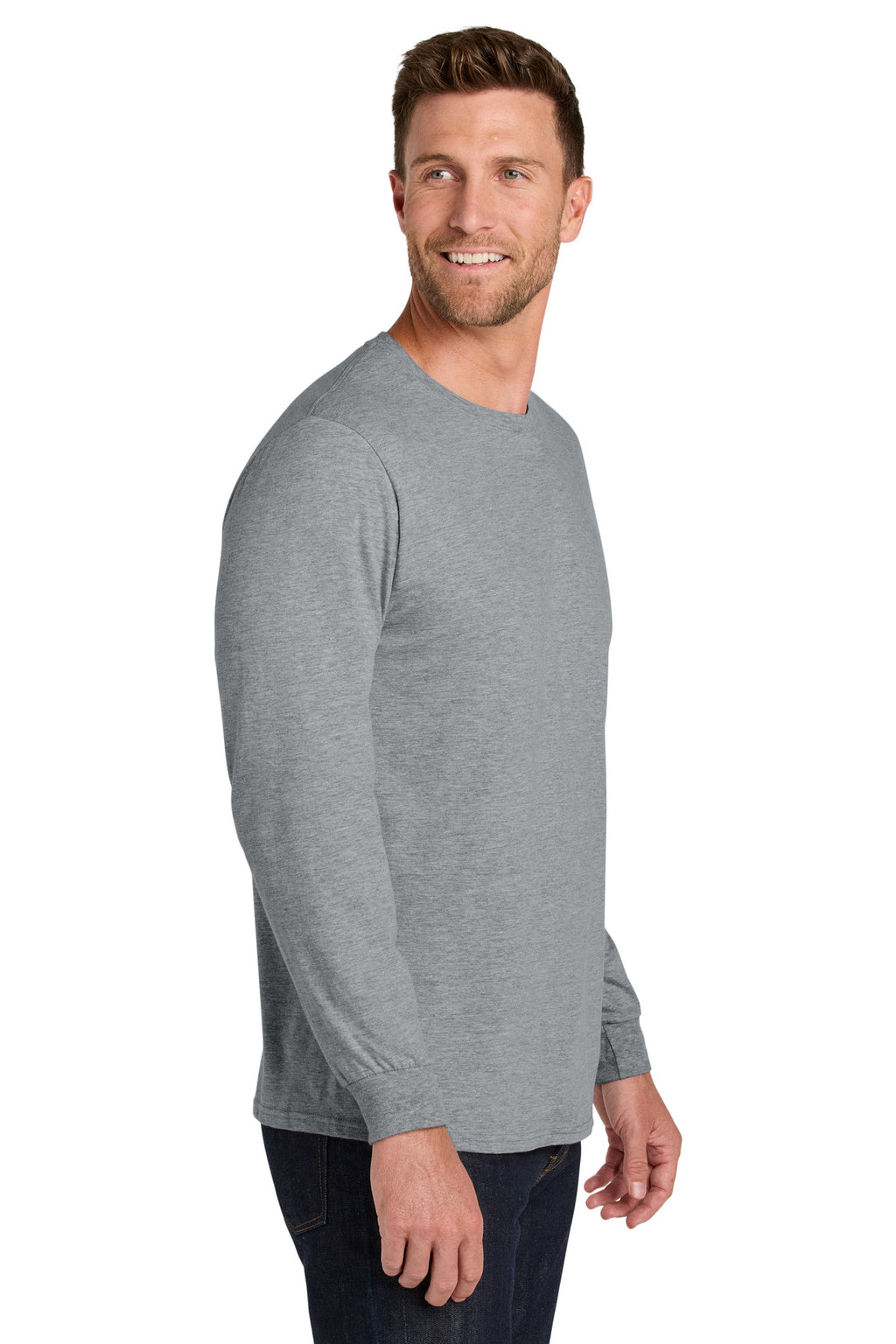 Jerzees Ultimate Unisex Ring Spun Long Sleeve T-Shirt IC46L - Athletic Heather - side