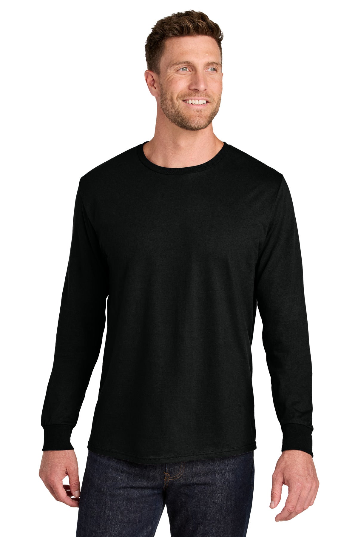 Jerzees Ultimate Unisex Ring Spun Long Sleeve T-Shirt IC46L - Black Ink - front