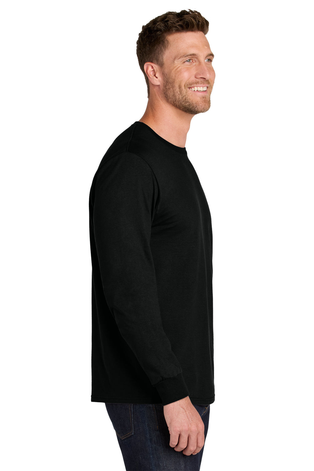 Jerzees Ultimate Unisex Ring Spun Long Sleeve T-Shirt IC46L - Black Ink - side