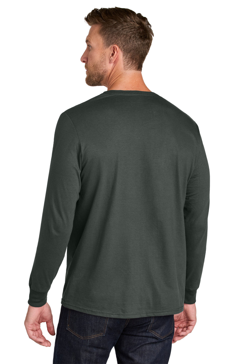 Jerzees Ultimate Unisex Ring Spun Long Sleeve T-Shirt IC46L - Charcoal Grey - back