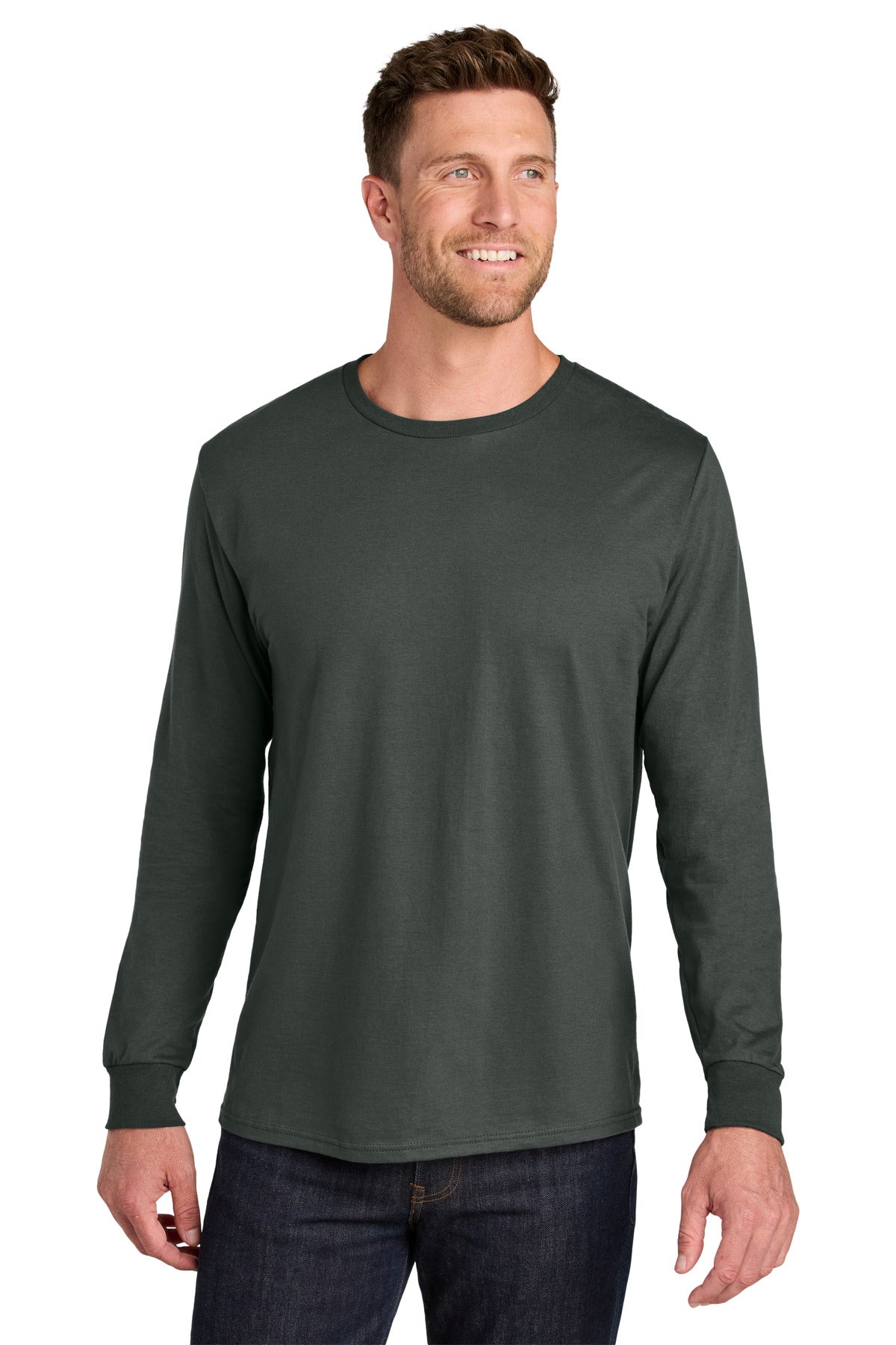 Jerzees Ultimate Unisex Ring Spun Long Sleeve T-Shirt IC46L - Charcoal Grey - front