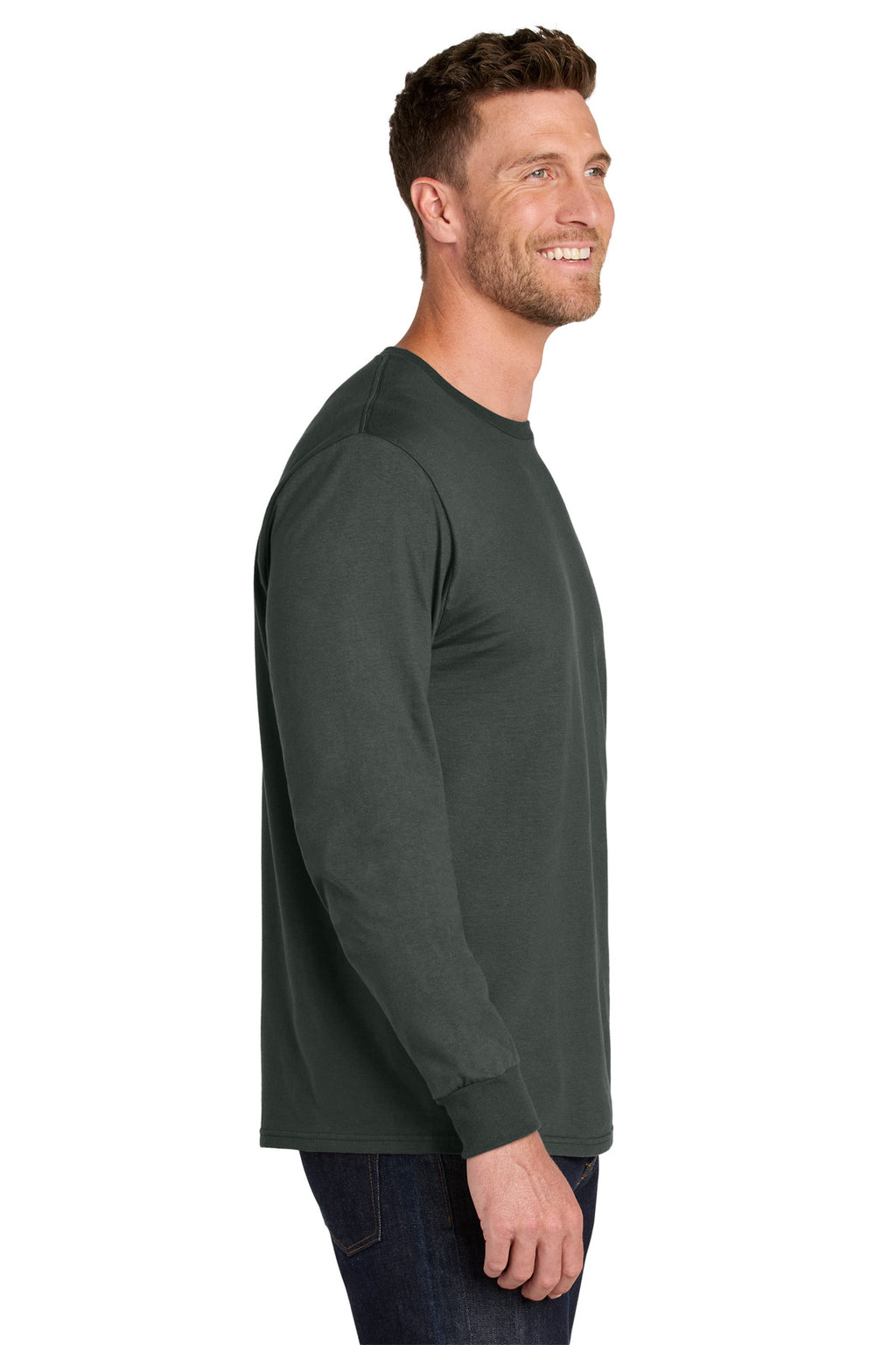 Jerzees Ultimate Unisex Ring Spun Long Sleeve T-Shirt IC46L - Charcoal Grey - side