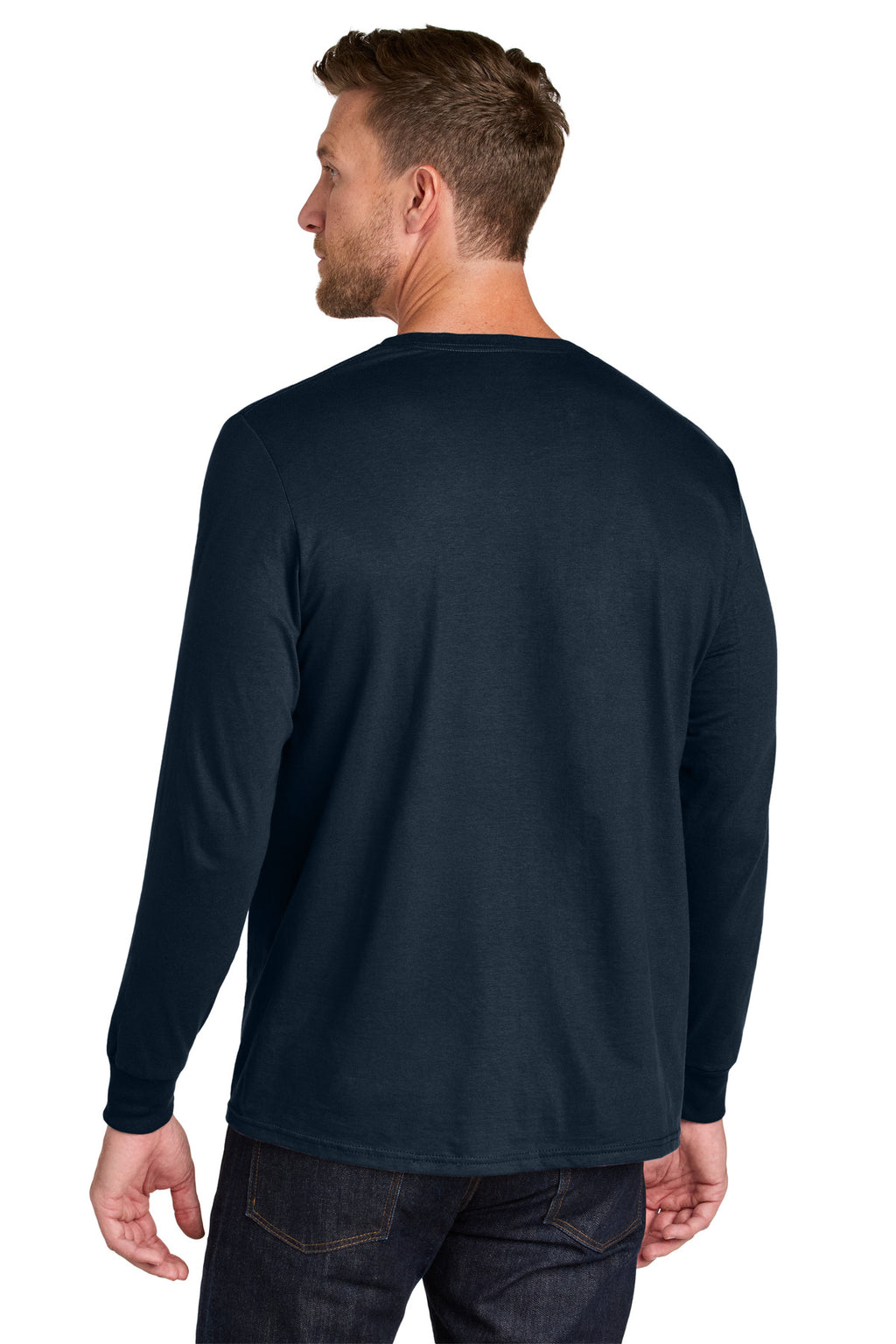 Jerzees Ultimate Unisex Ring Spun Long Sleeve T-Shirt IC46L - J. Navy - back