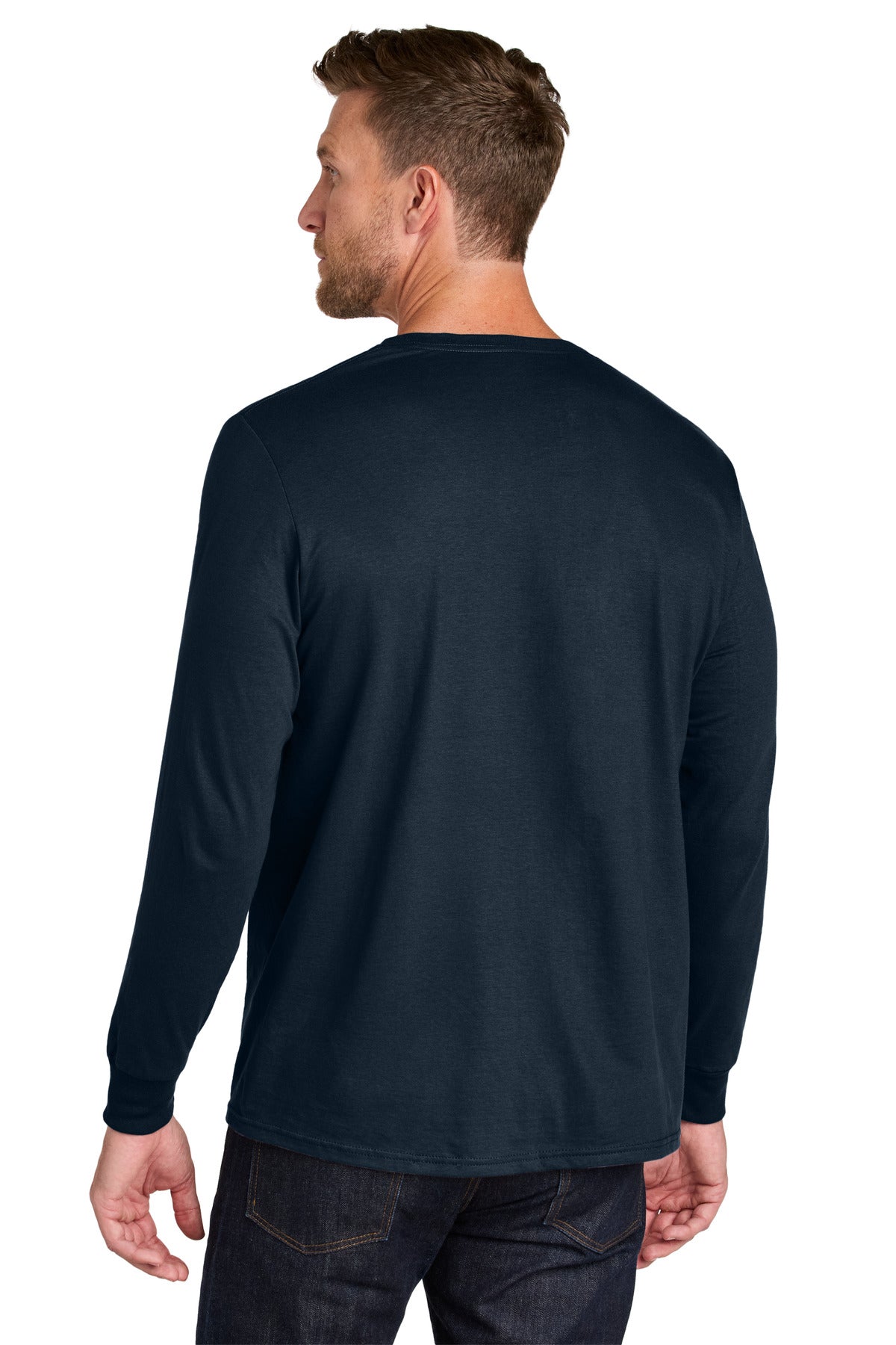 Jerzees Ultimate Unisex Ring Spun Long Sleeve T-Shirt IC46L - J. Navy - back
