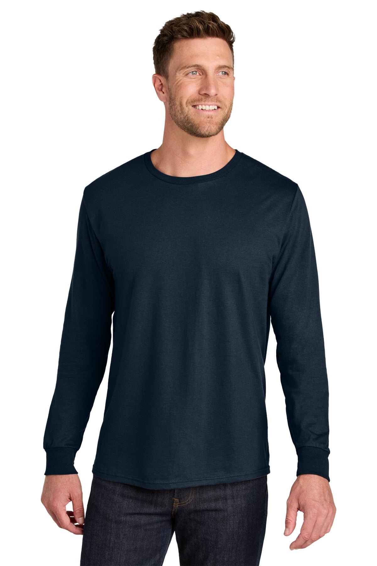 Jerzees Ultimate Unisex Ring Spun Long Sleeve T-Shirt IC46L - J. Navy - front