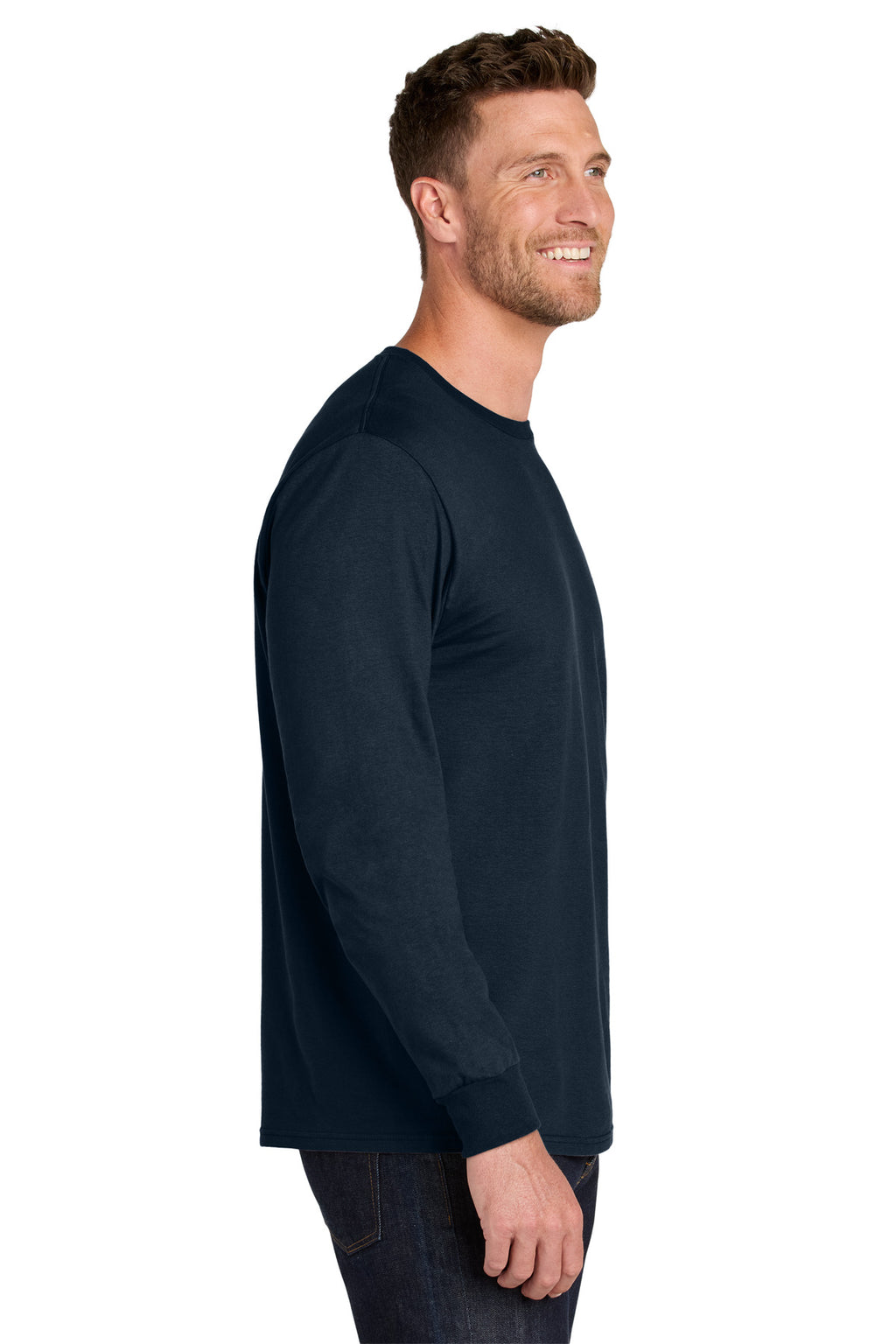 Jerzees Ultimate Unisex Ring Spun Long Sleeve T-Shirt IC46L - J. Navy - side