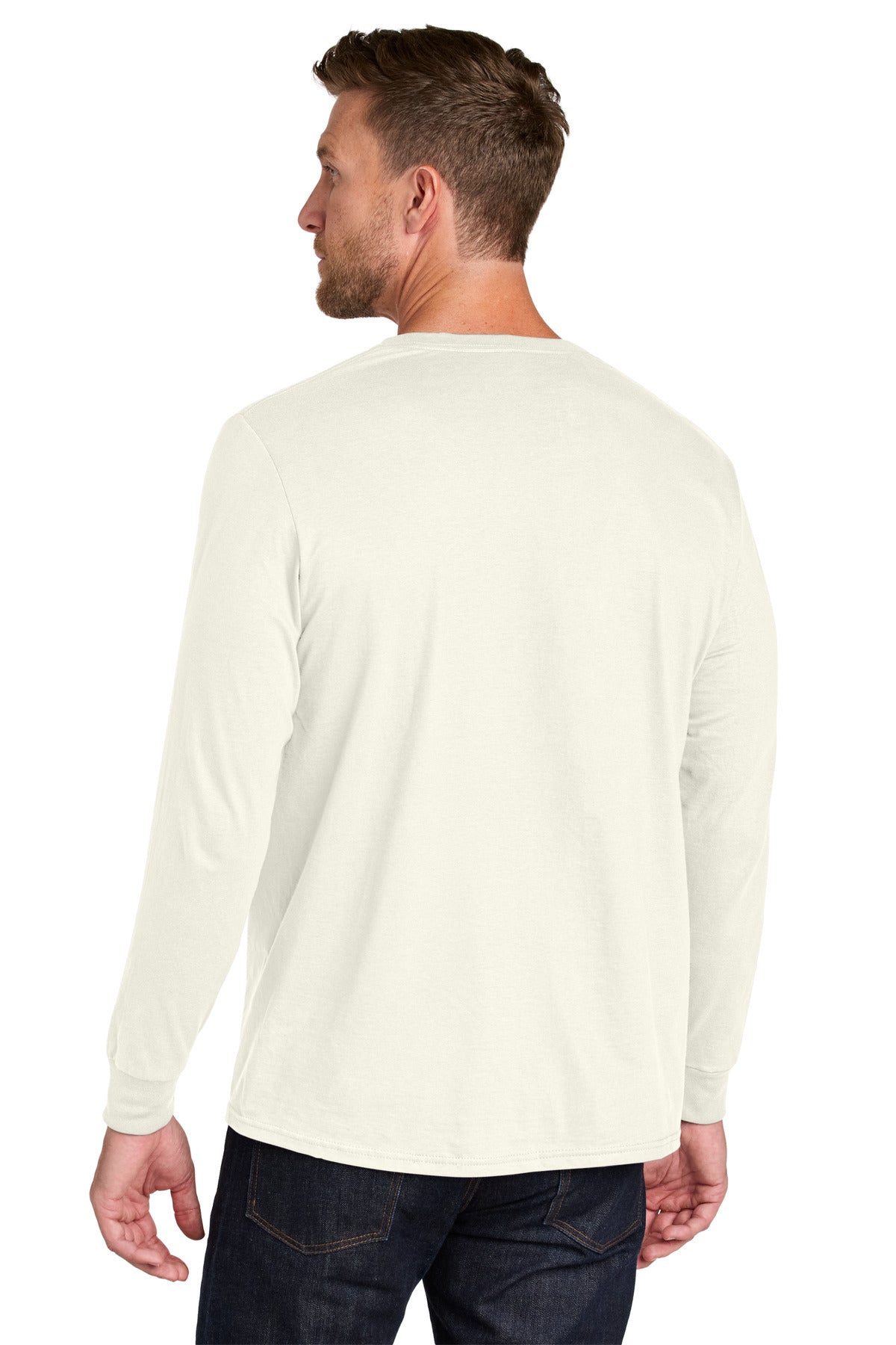 Jerzees Ultimate Unisex Ring Spun Long Sleeve T-Shirt IC46L - Sweet Cream Heather - back
