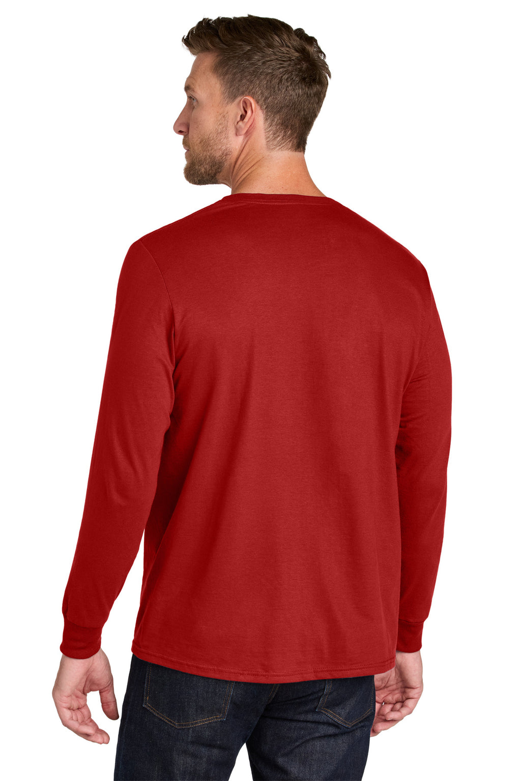 Jerzees Ultimate Unisex Ring Spun Long Sleeve T-Shirt IC46L - True Red - back
