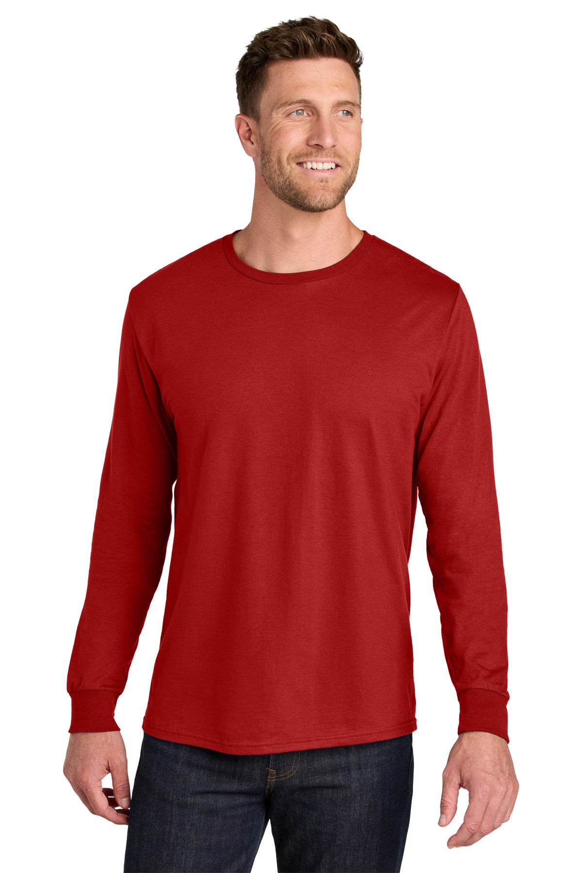 Jerzees Ultimate Unisex Ring Spun Long Sleeve T-Shirt IC46L - True Red - front