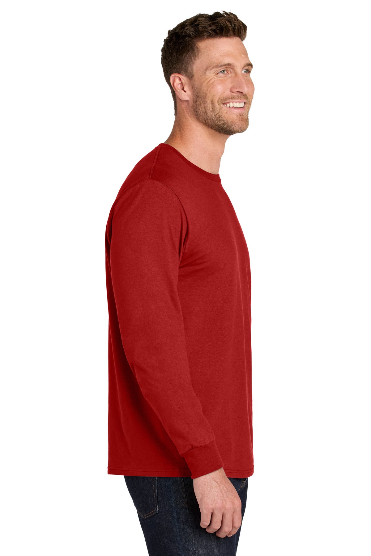 Jerzees Ultimate Unisex Ring Spun Long Sleeve T-Shirt IC46L - True Red - side