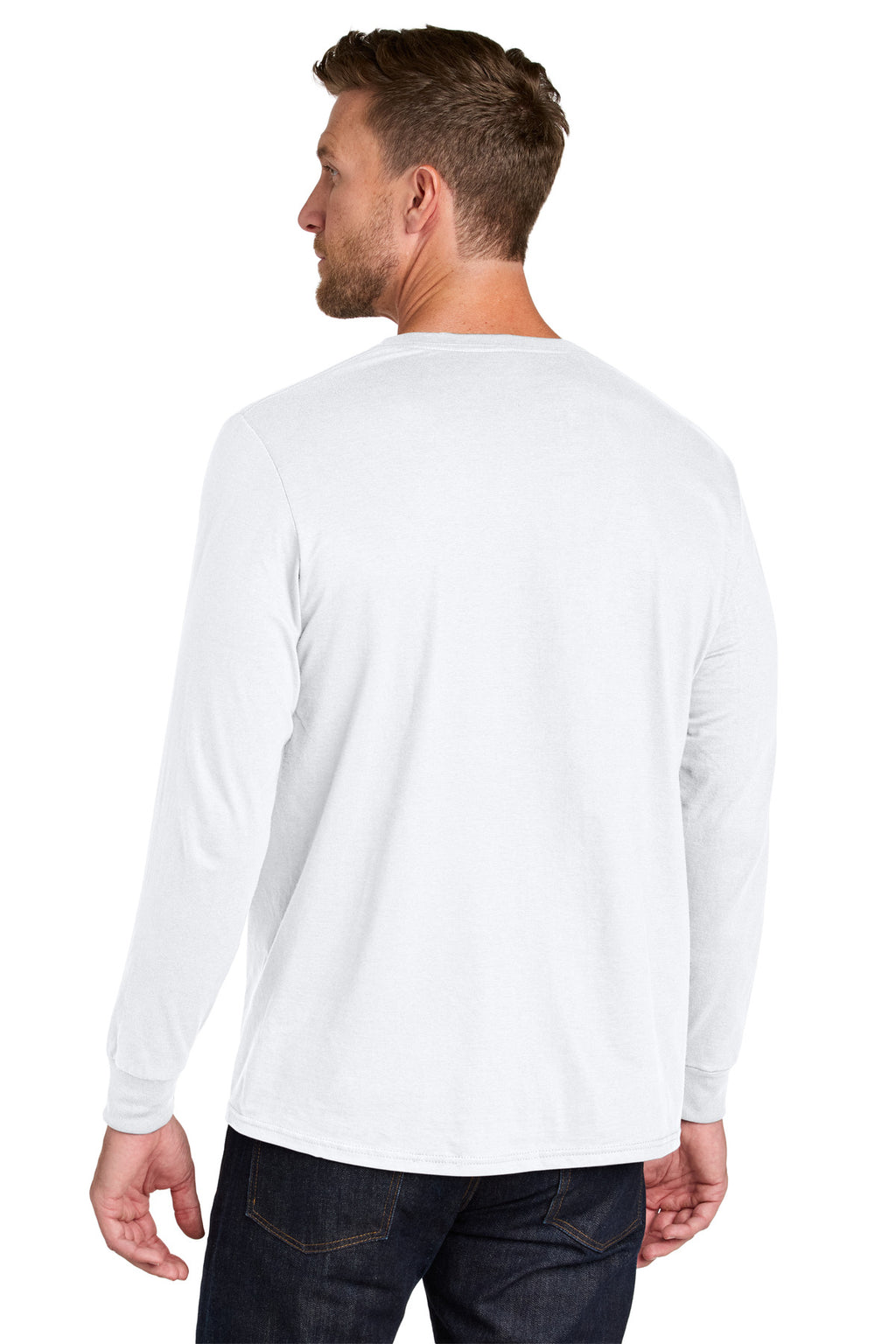 Jerzees Ultimate Unisex Ring Spun Long Sleeve T-Shirt IC46L - White - back
