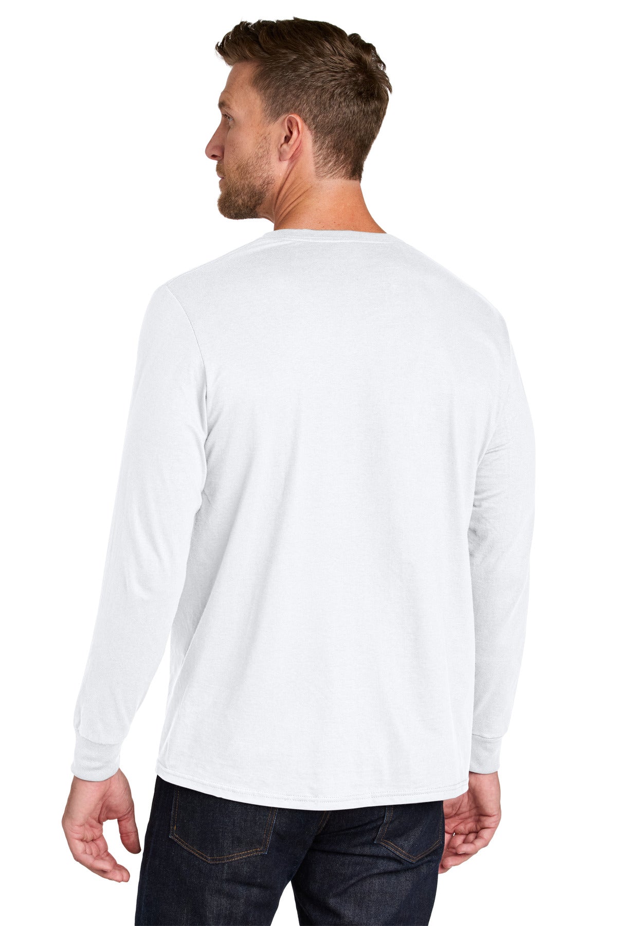 Jerzees Ultimate Unisex Ring Spun Long Sleeve T-Shirt IC46L - White - back