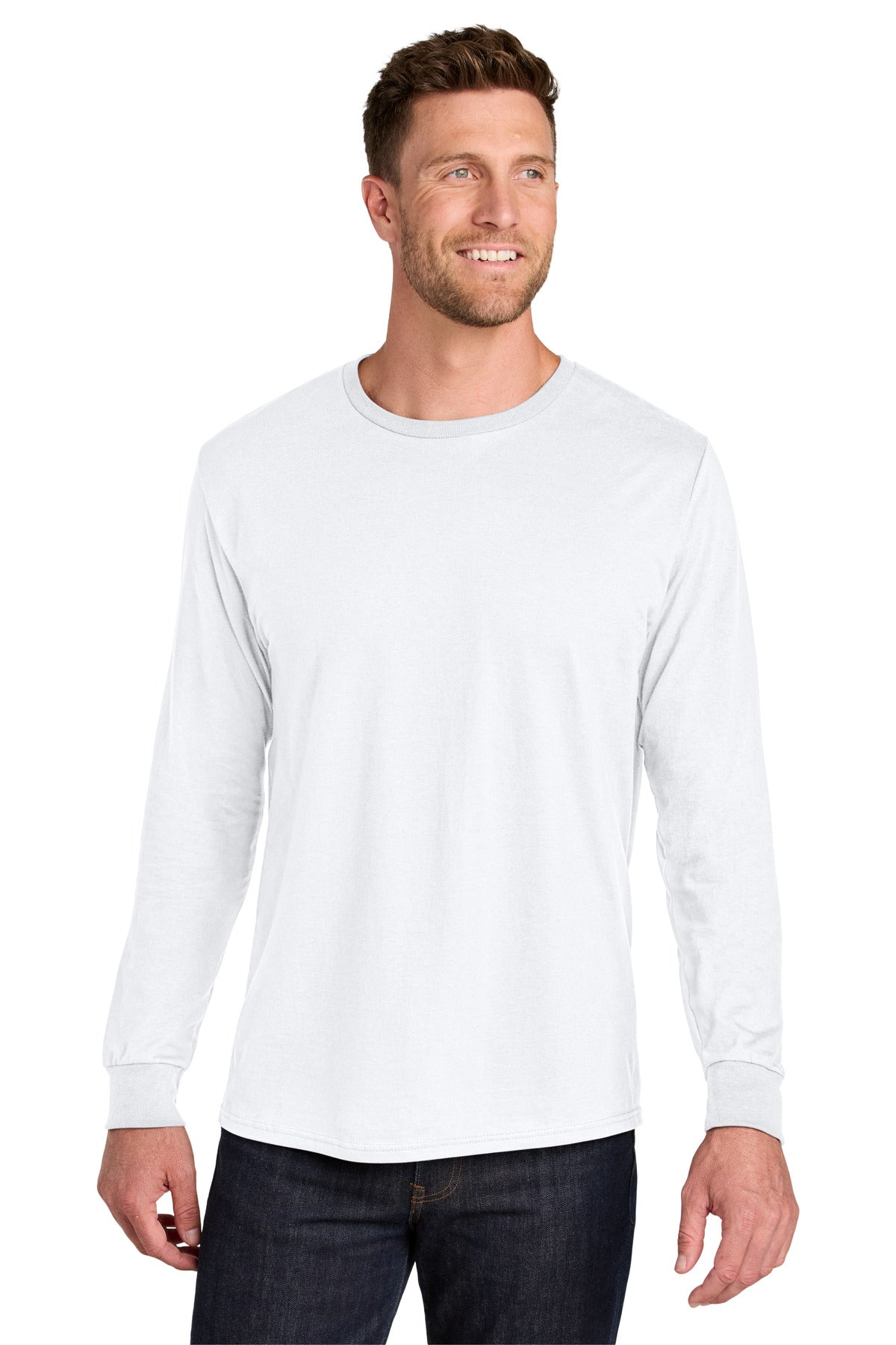 Jerzees Ultimate Unisex Ring Spun Long Sleeve T-Shirt IC46L - White - front