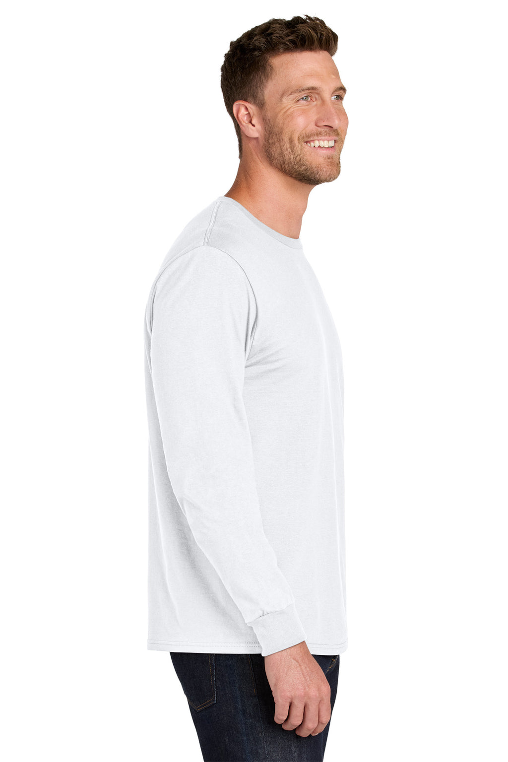 Jerzees Ultimate Unisex Ring Spun Long Sleeve T-Shirt IC46L - White - side