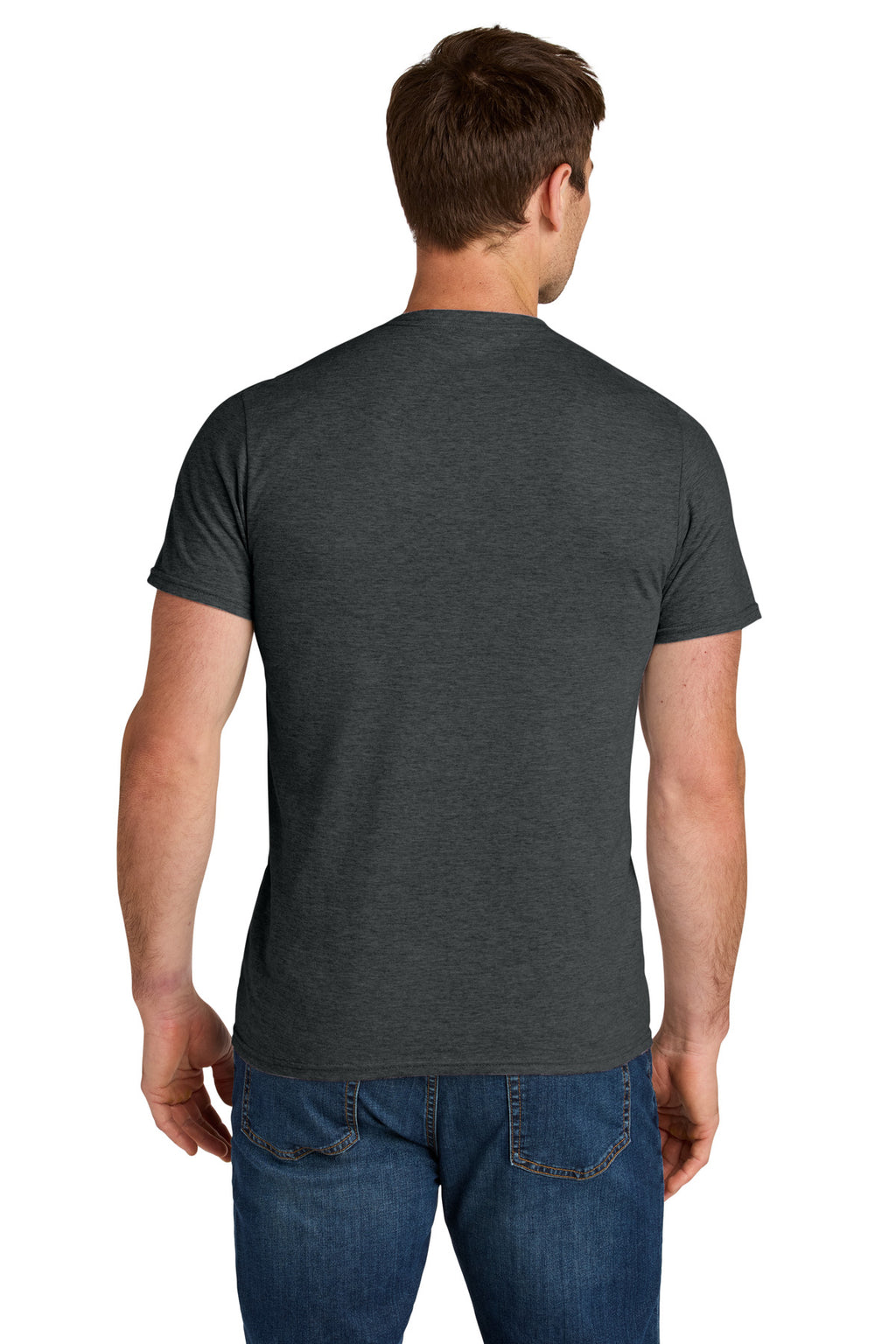 Jerzees Ultimate Unisex Ring Spun T-Shirt IC46M - Black Ink Heather - back
