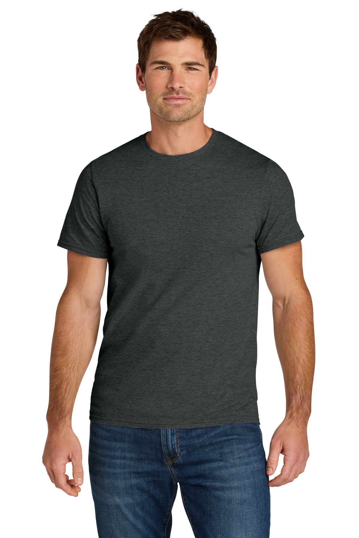 Jerzees Ultimate Unisex Ring Spun T-Shirt IC46M - Black Ink Heather - front