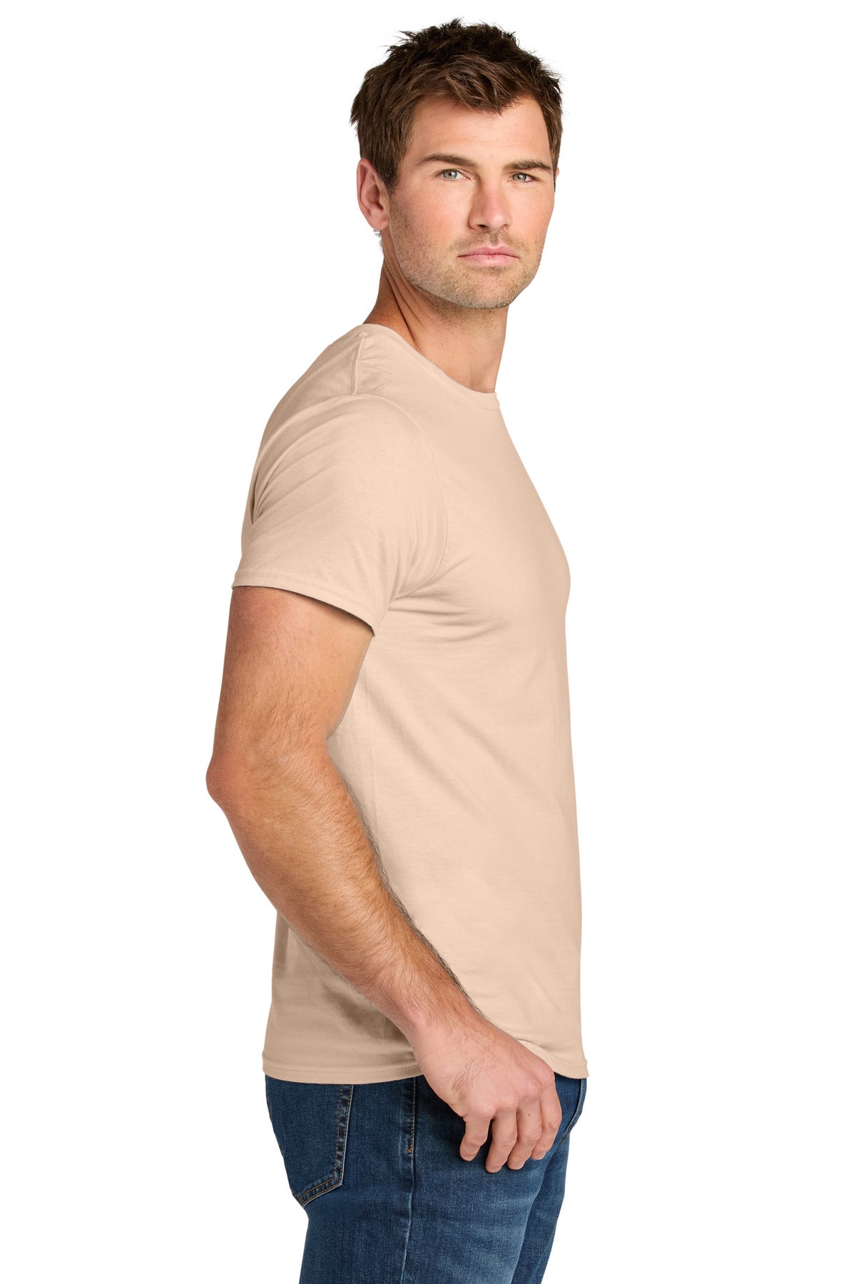 Jerzees Ultimate Unisex Ring Spun T-Shirt IC46M - Blush Pink - side