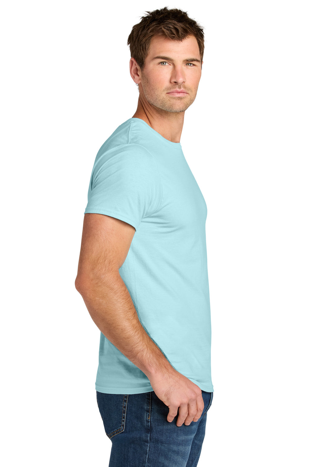 Jerzees Ultimate Unisex Ring Spun T-Shirt IC46M - Breezy Blue - side