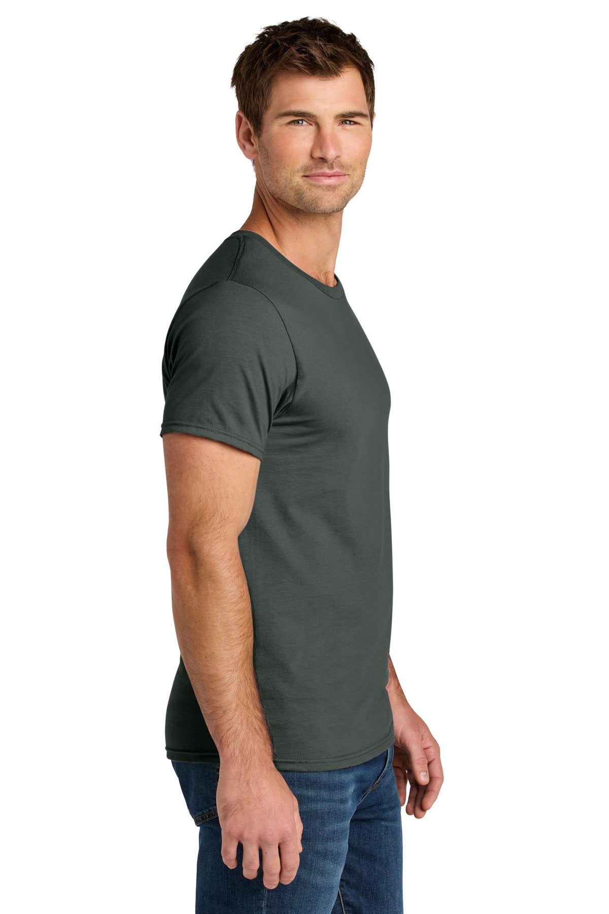 Jerzees Ultimate Unisex Ring Spun T-Shirt IC46M - Charcoal Grey - side