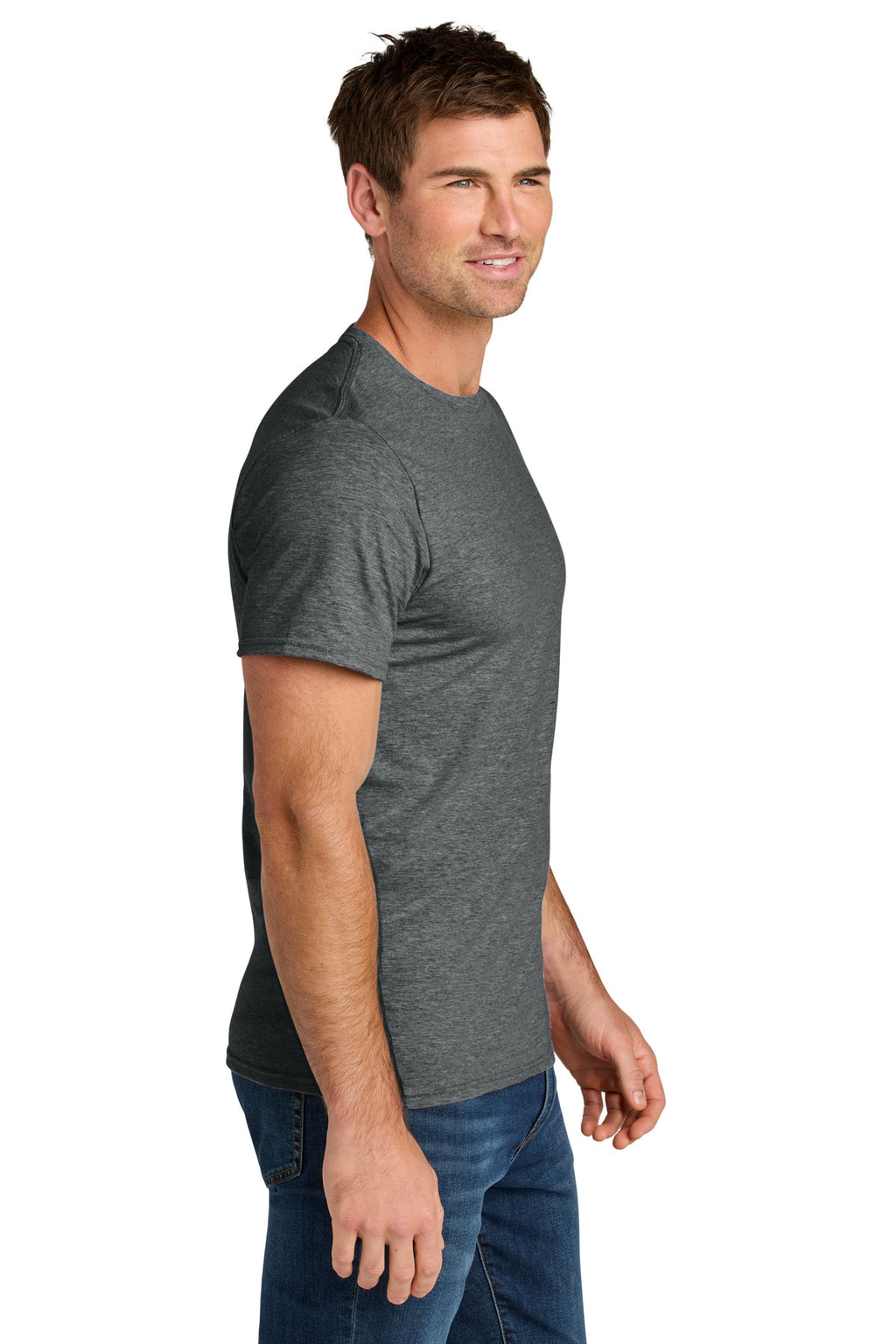 Jerzees Ultimate Unisex Ring Spun T-Shirt IC46M - Charcoal Heather - side