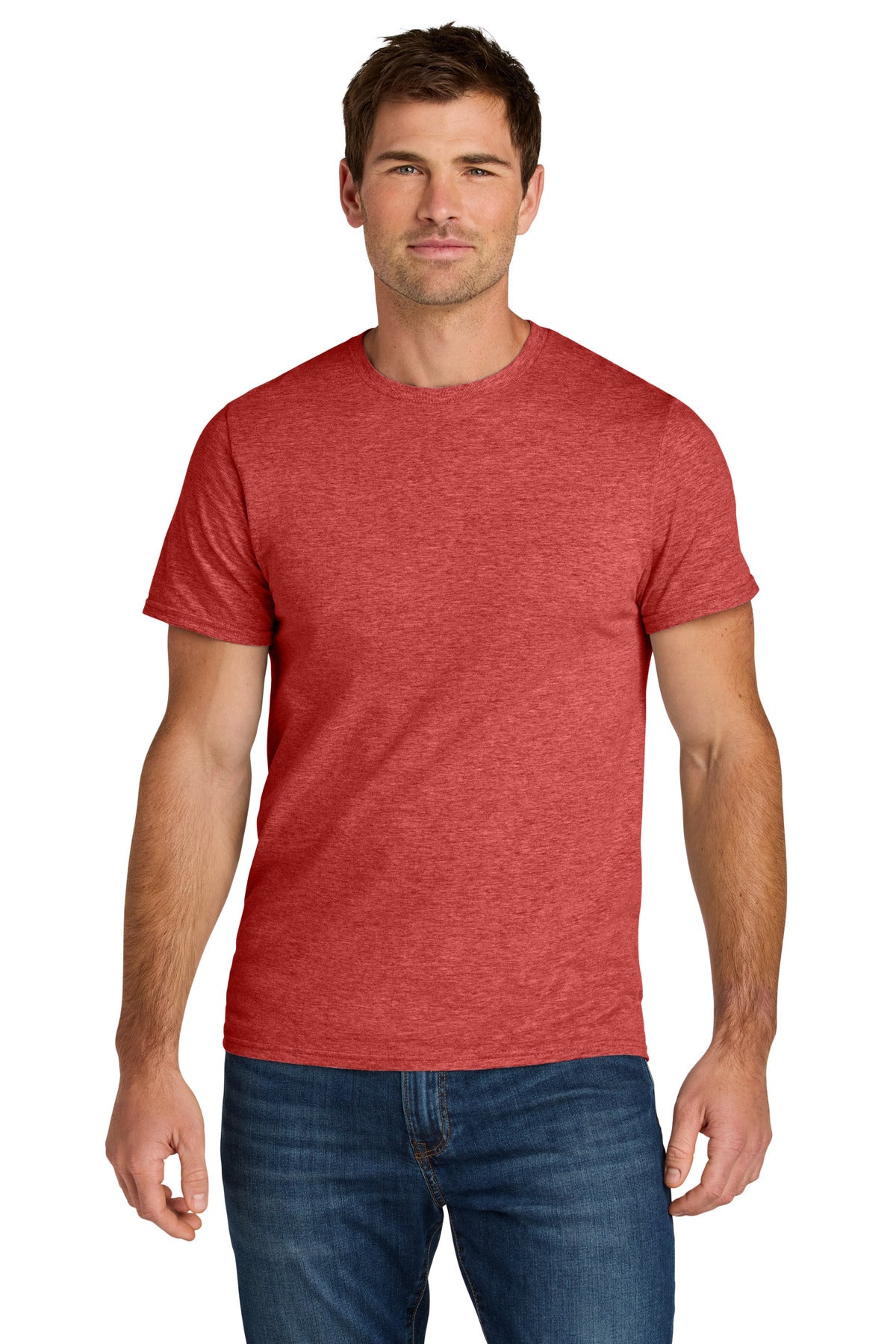 Jerzees Ultimate Unisex Ring Spun T-Shirt IC46M - Fiery Red Heather - front
