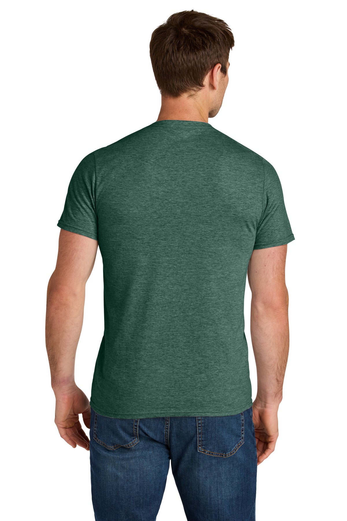 Jerzees Ultimate Unisex Ring Spun T-Shirt IC46M - Forest Green Heather - back